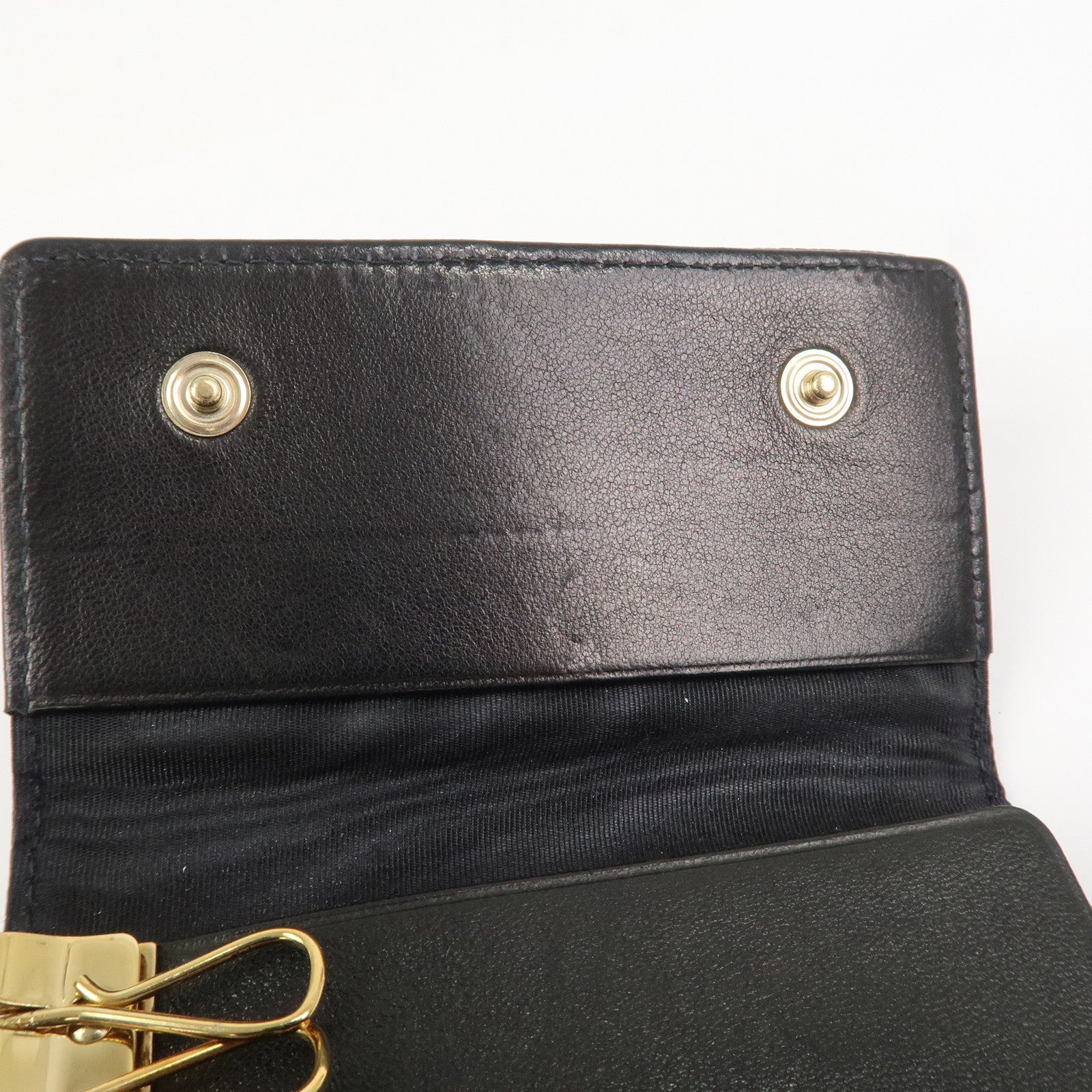 CHANEL COCO Mark Caviarskin 6 Rings Key Case Key Holder A01439