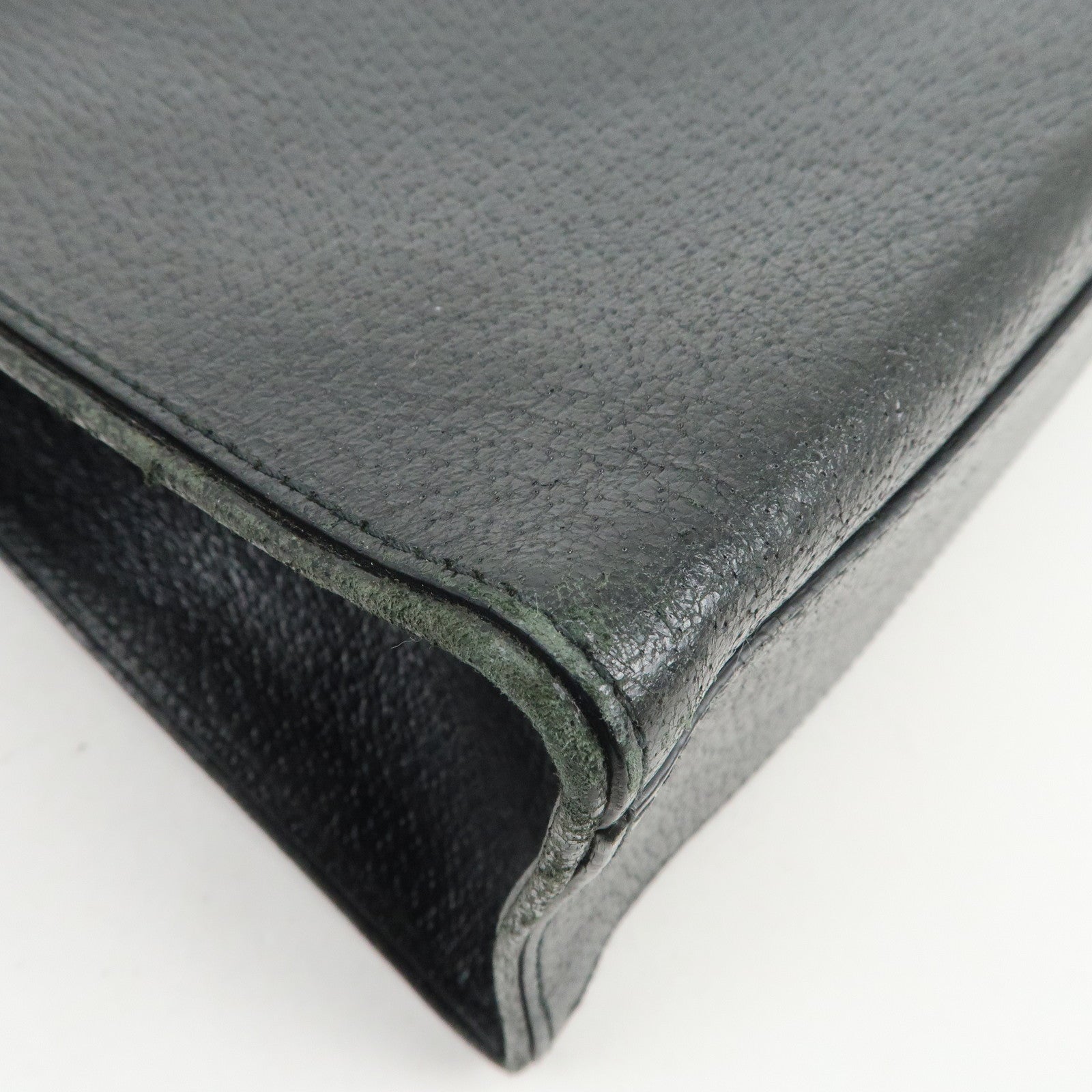 PRADA Triangle Logo Leather Tote Bag Shoulder Bag Black BR0394