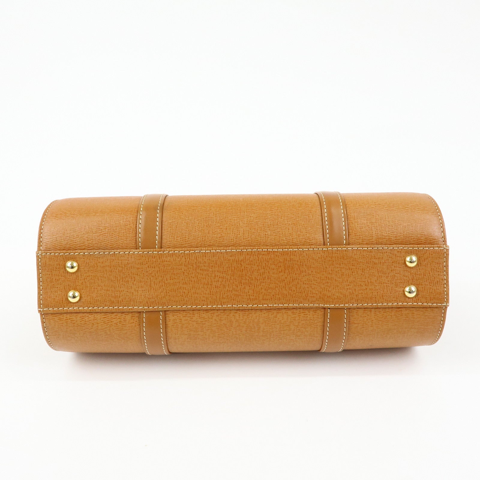 BURBERRY Logo Leather Hand Bag Tote Bag Brown