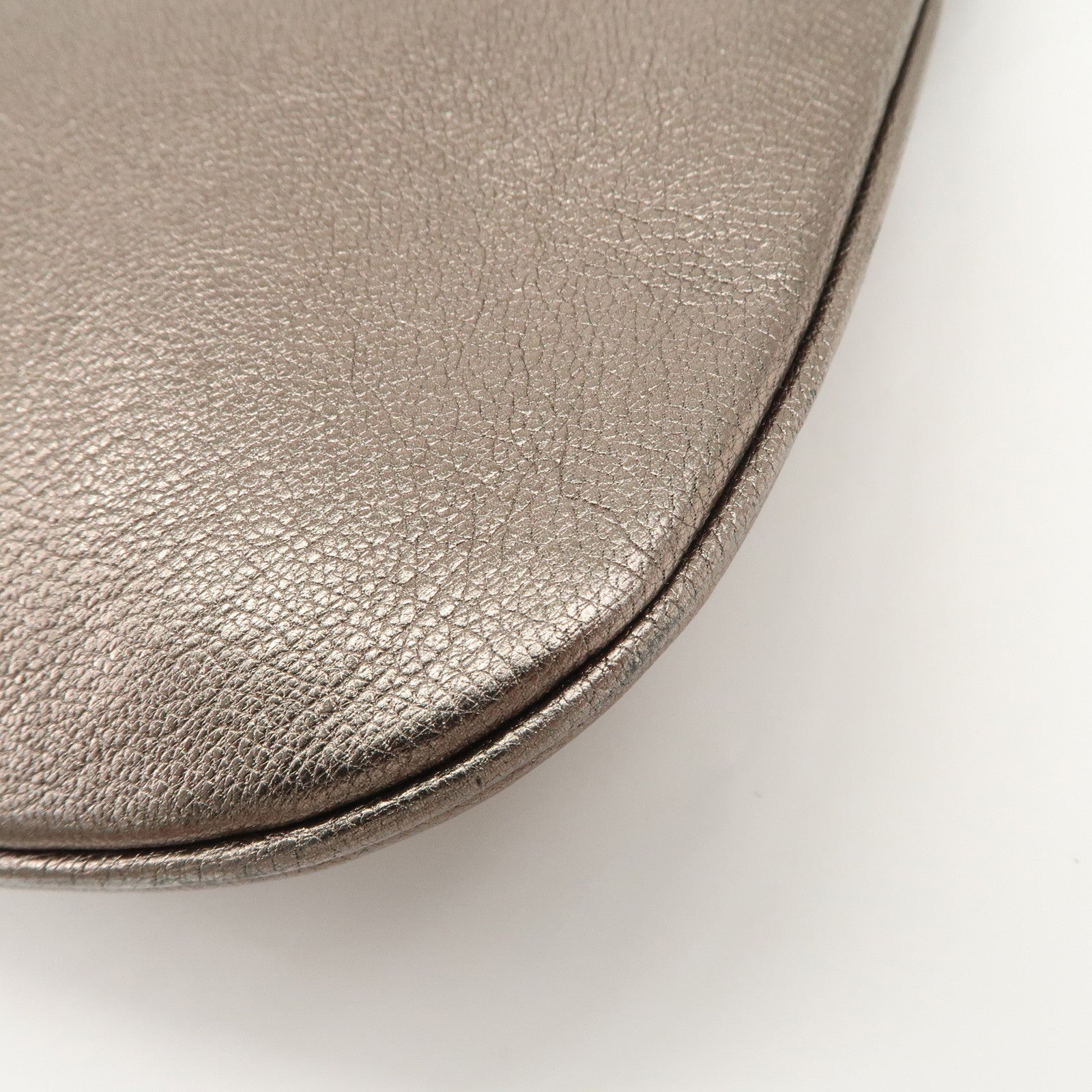 Ferragamo Gancini Leather Shoulder Bag Hand Bag Metallic Gray