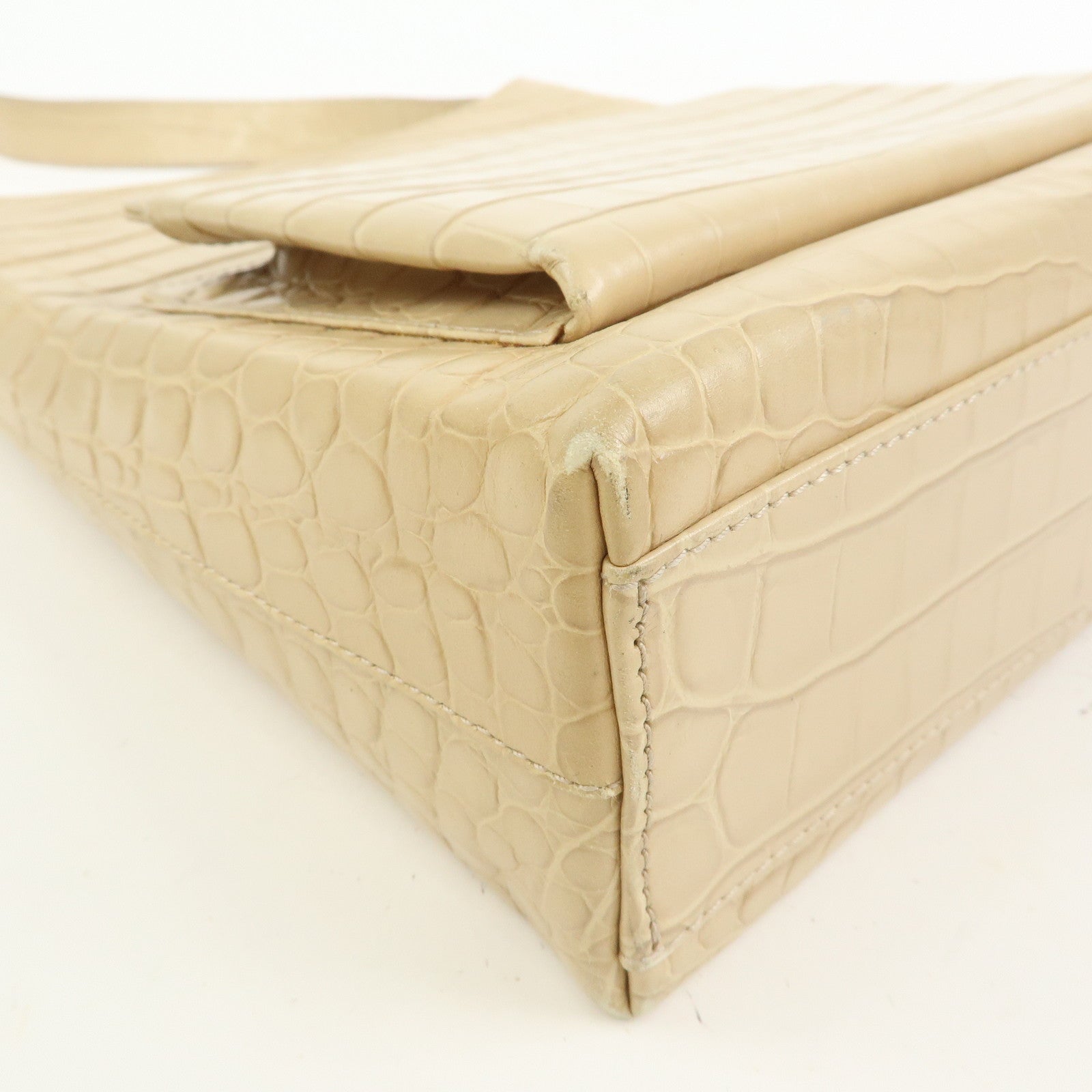 Ferragamo Gancini Embossed Leather Shoulder Bag Beige