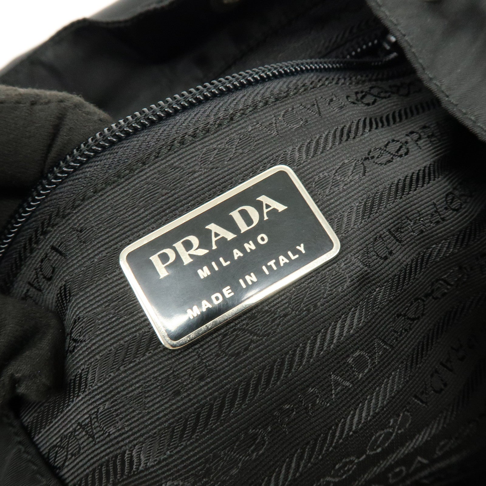 PRADA Logo Nylon Leather Back Pack Ruck Sack NERO Black 1BZ677