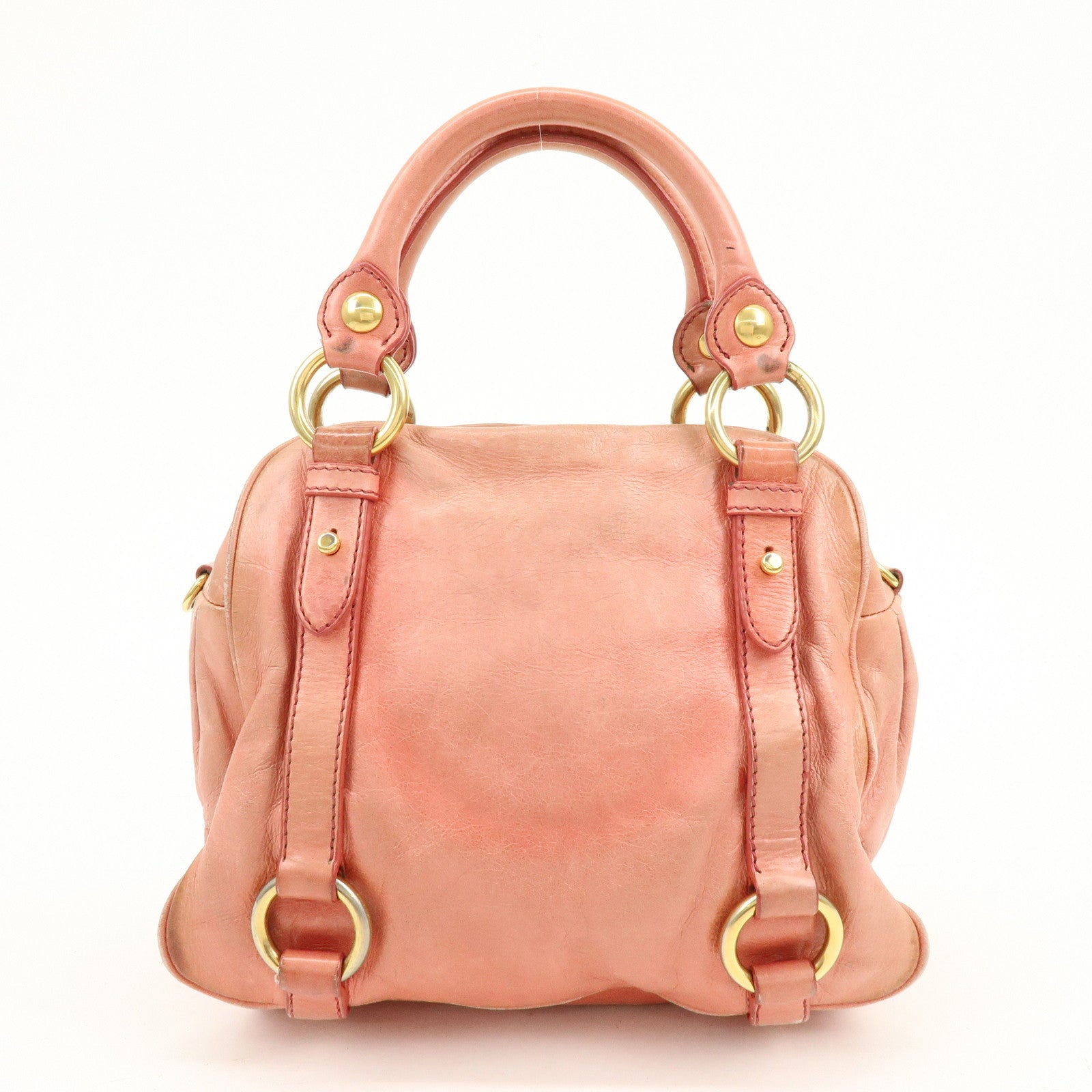 MIU MIU Leather 2Way Bag Hand Bag Shoulder Bag Pink