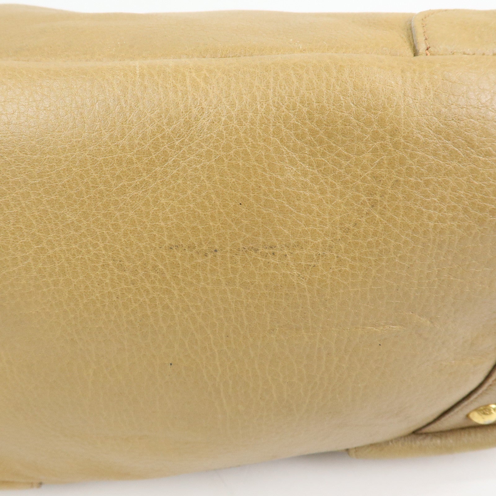 PRADA Calf Leather 2Way Bag Hand Bag Shoulder Bag Beige