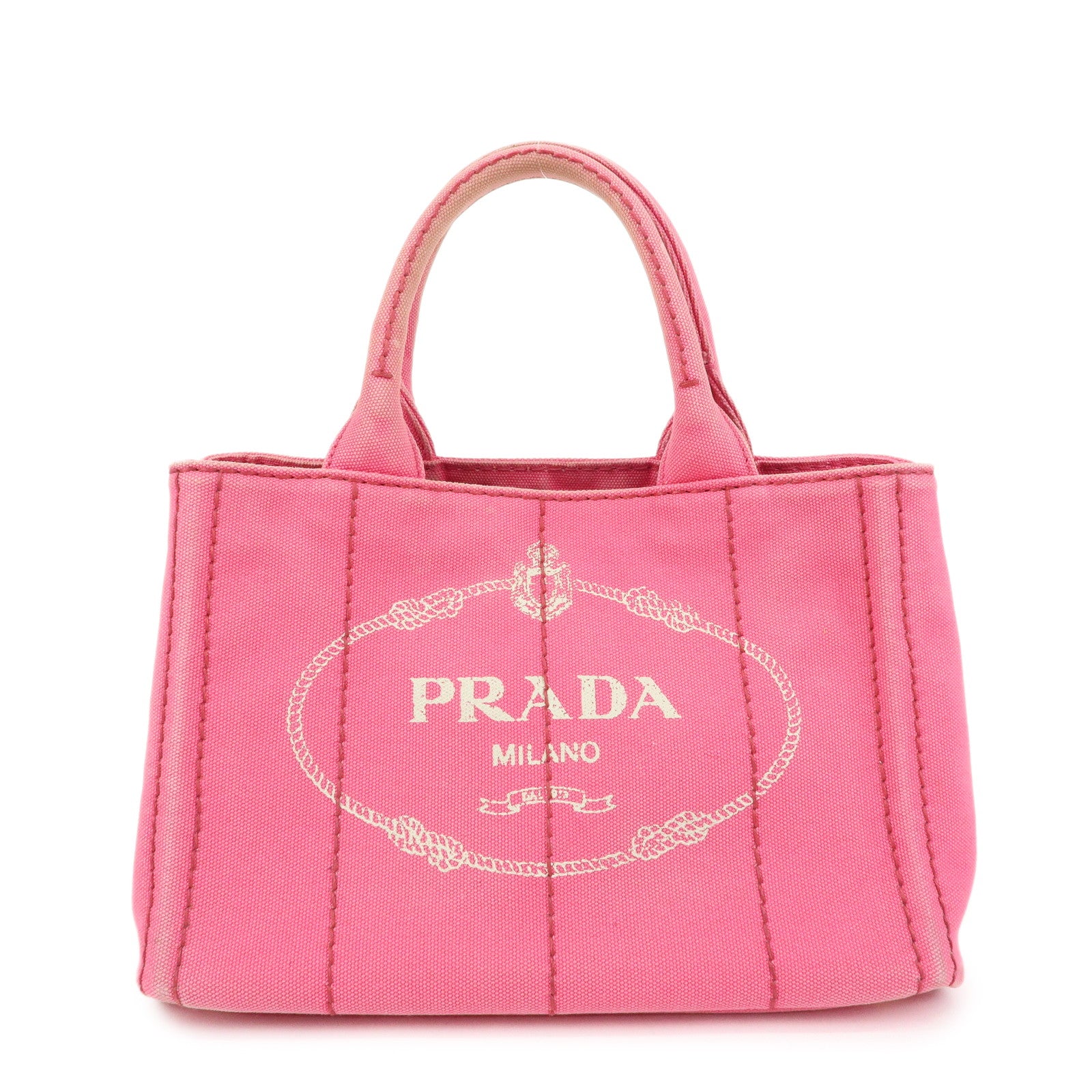 PRADA Canapa Mini Canvas 2Way Bag Hand Bag Pink 1BG439