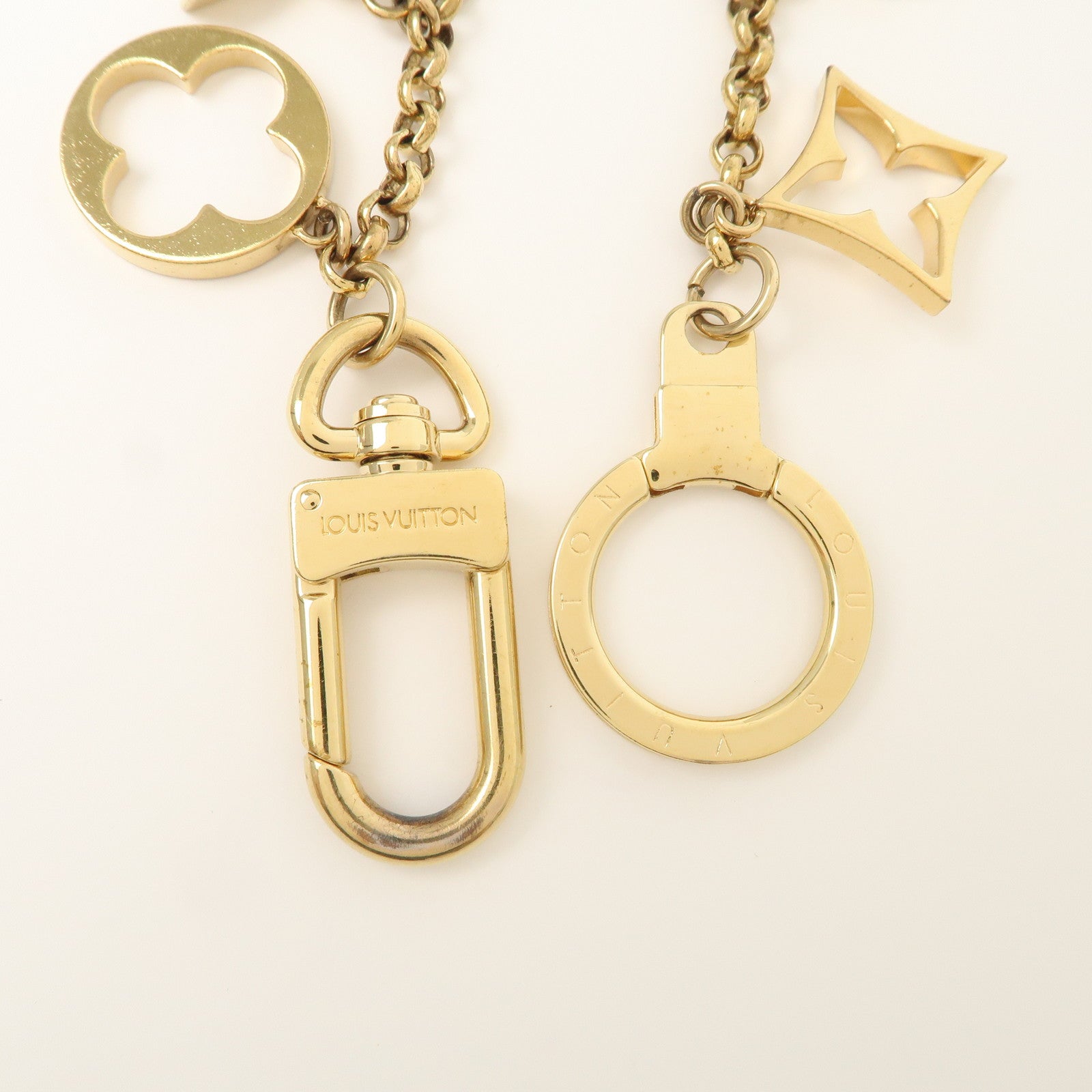 Louis Vuitton Fleur de Monogram Bag Charm Key Chain Gold M65111