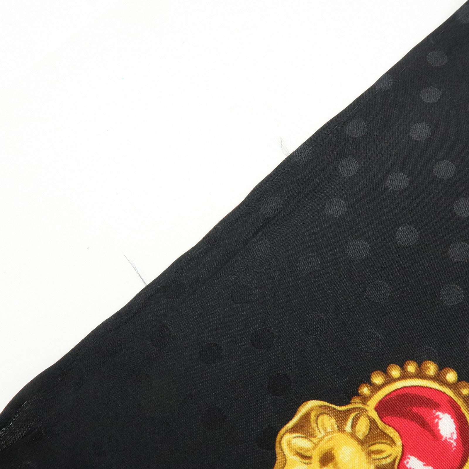 SAINT LAURENT PARIS Silk 100% Scarf Jewelry Poka Dots Black Yellow