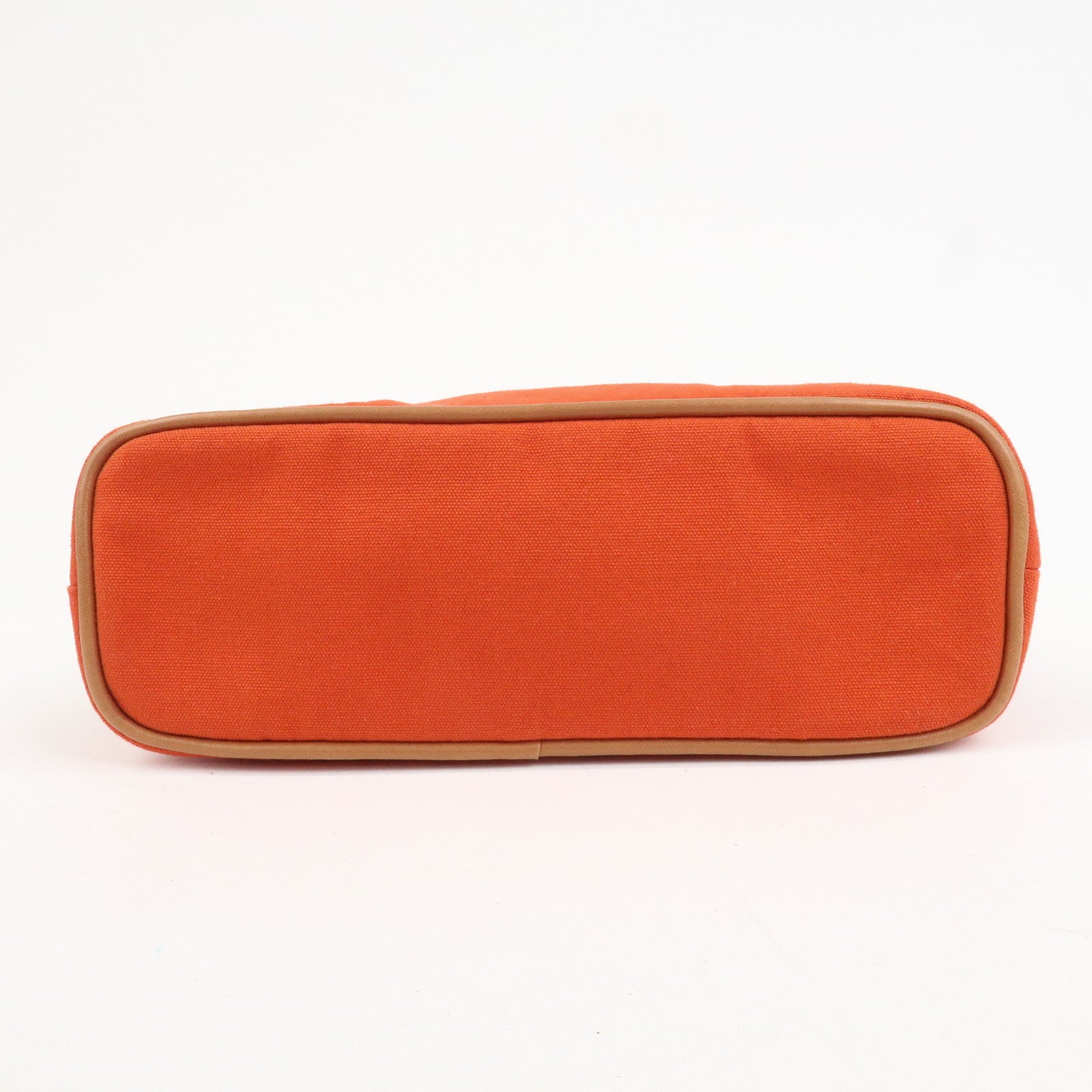 HERMES Canvas Leather Bolide Pouch MM Cosmetic Pouch Orange