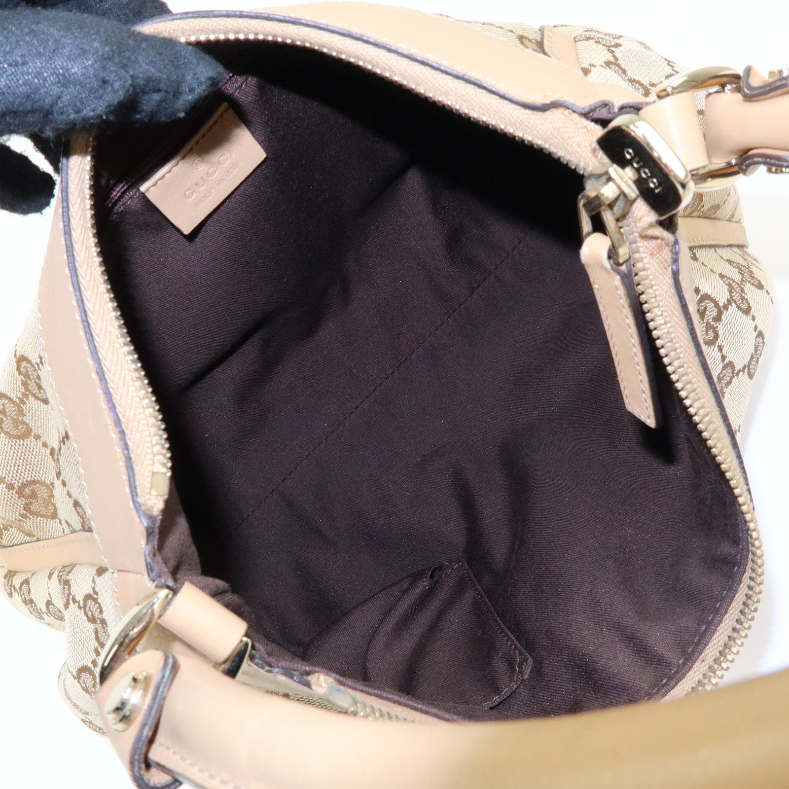 GUCCI Abbey GG Canvas Leather Shoulder Bag Hand Bag Beige 190525