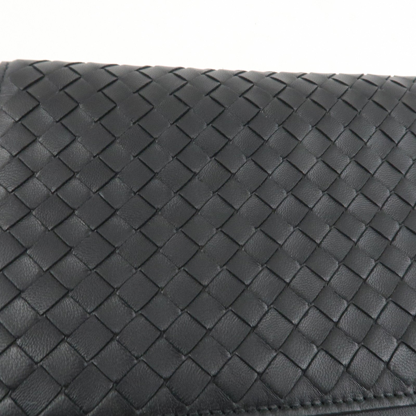 BOTTEGA VENETA  Intrecciato Leather Chain Shoulder Bag Black 508752 Used