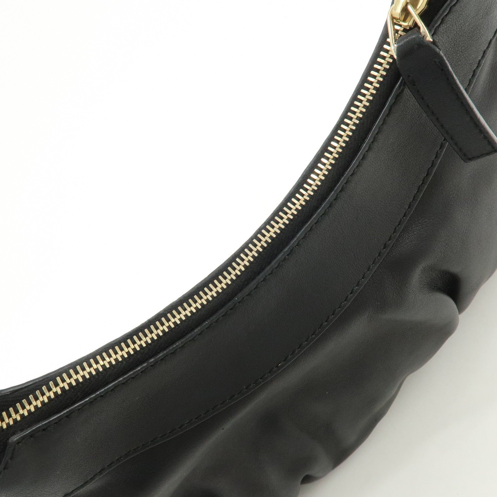 GUCCI Abbey Logo Leather Shoulder Bag Hand Bag Black 190525