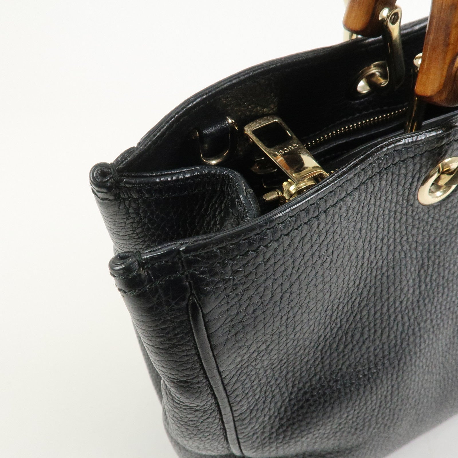 GUCCI Bamboo Shopper Medium 2Way Bag Shoulder Bag Black 323660