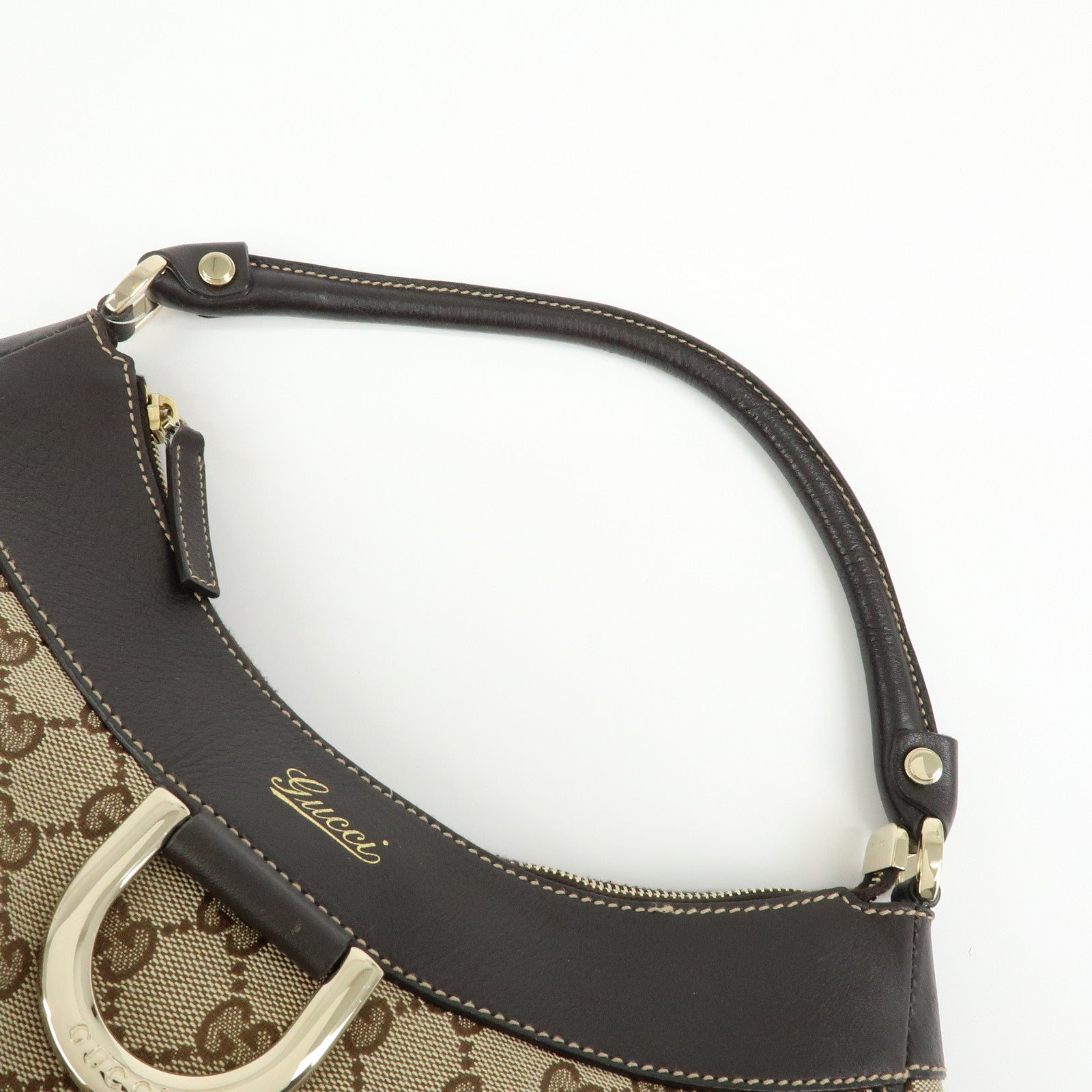 GUCCI Abbey GG Canvas Leather Shoulder Bag Hand Bag Brown 189833