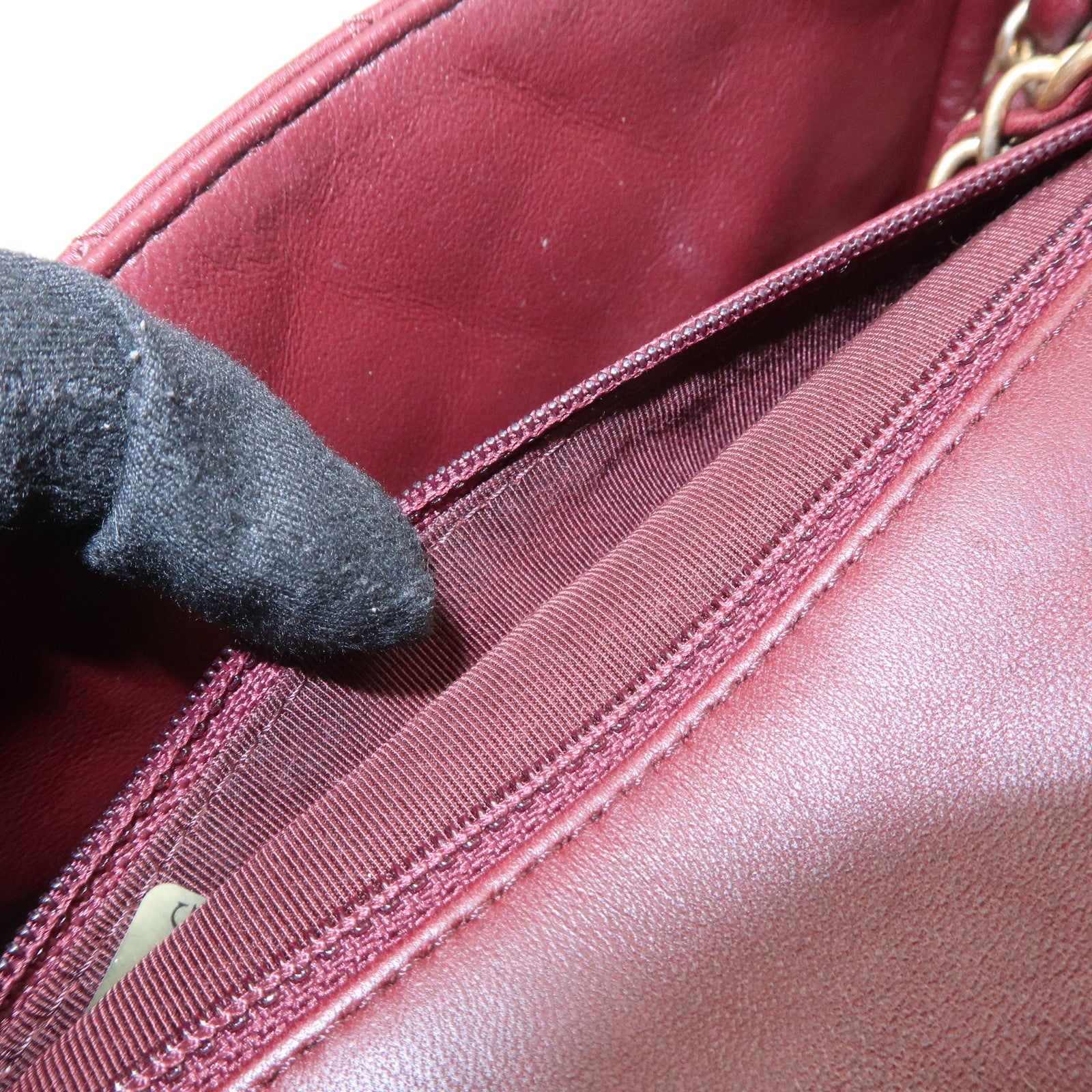 CHANEL Mini Matelasse Lamb Skin Chain Shoulder Bag Red A69900