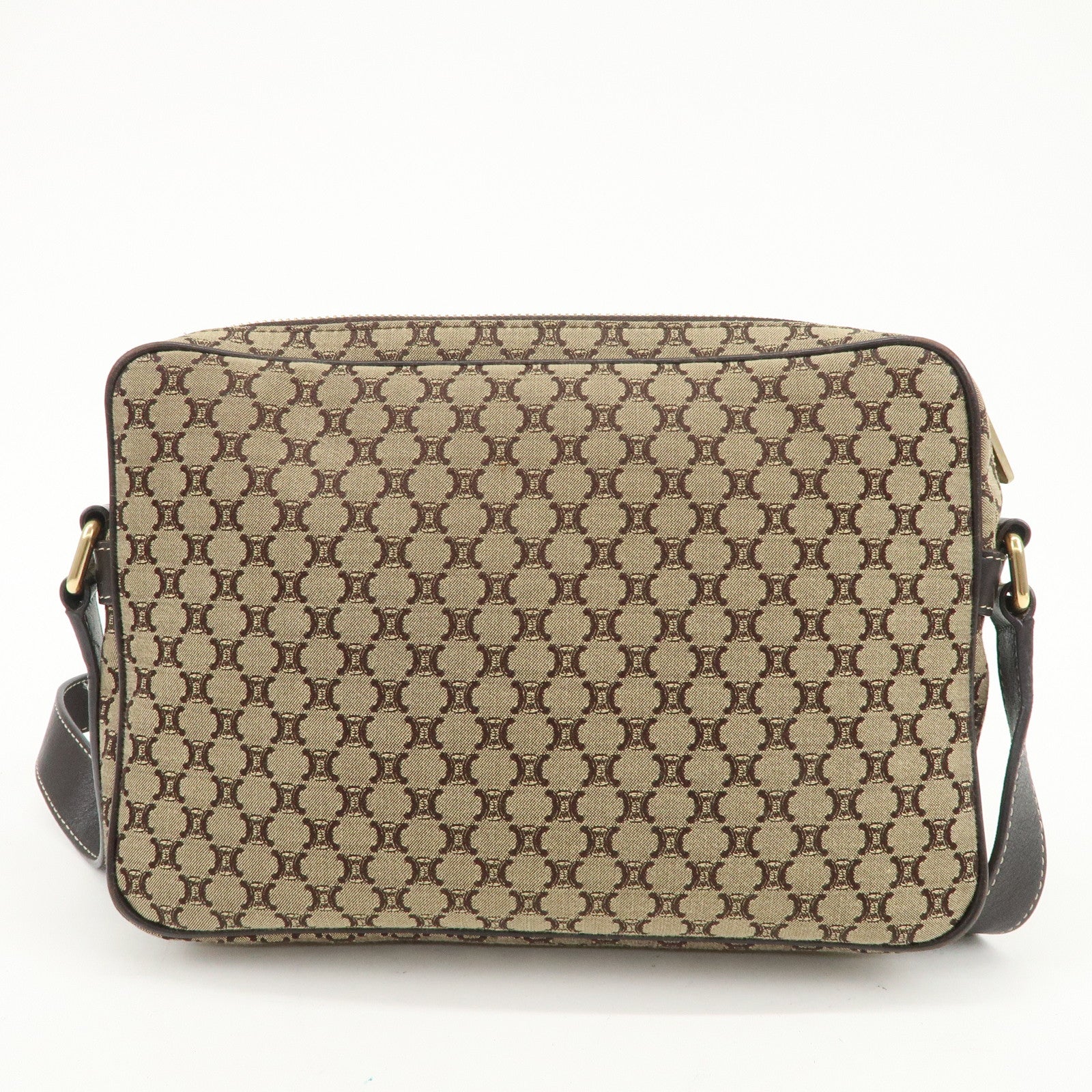 CELINE Macadam Canvas Leather Shoulder Bag Crossbody Bag Brown