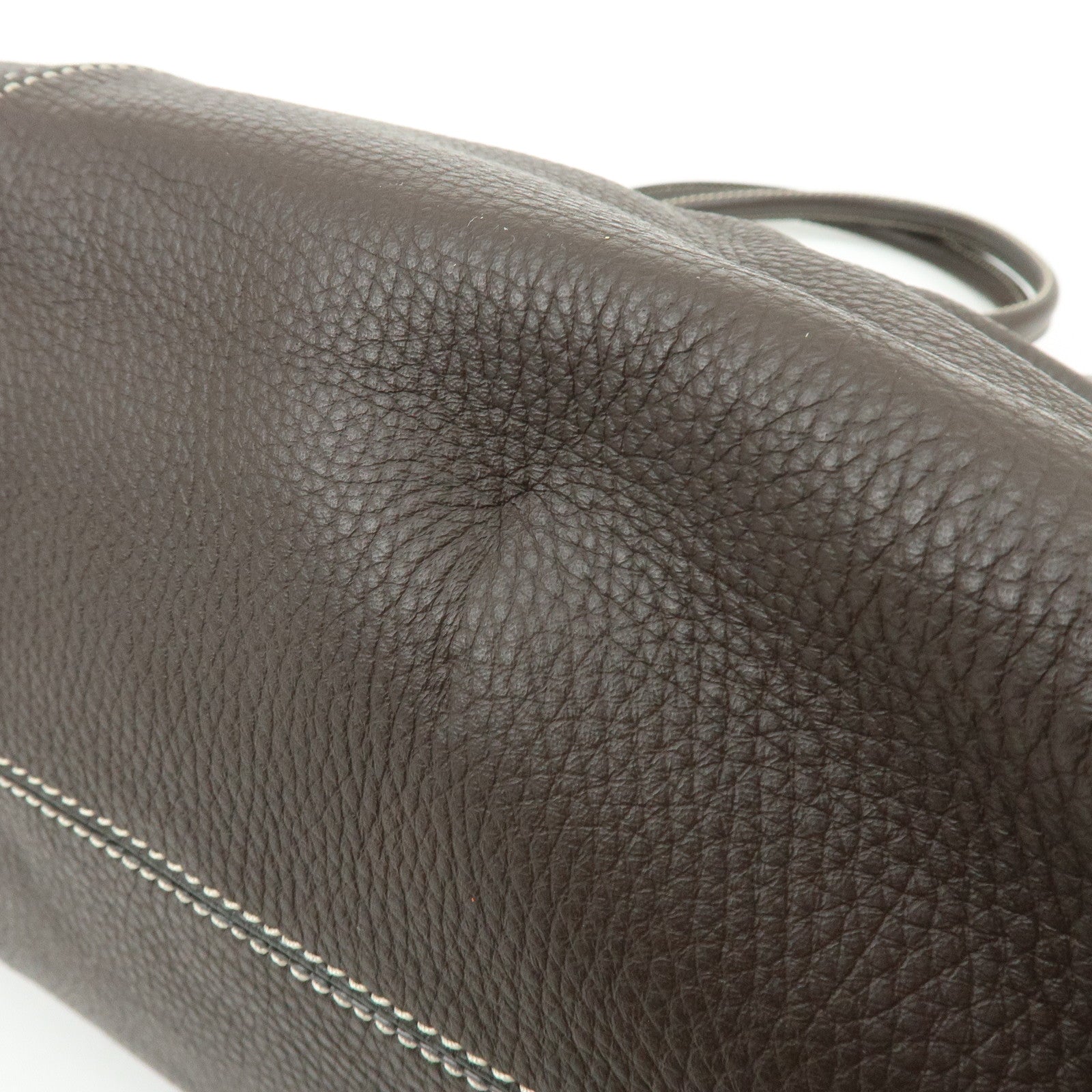TOD'S Logo Leather Tote Bag Shoulder Bag Brown