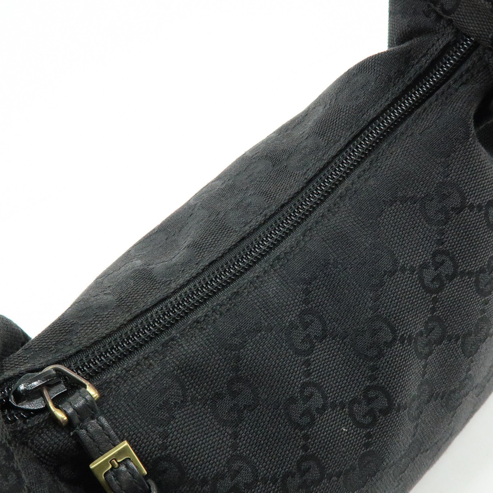 GUCCI GG Canvas Leather Shoulder Bag Hand Bag Black 92699