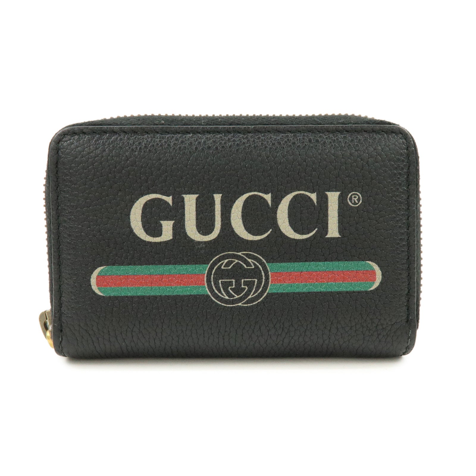 GUCCI Sherry GG Marmont Leather Zippy Card Case Black 496319