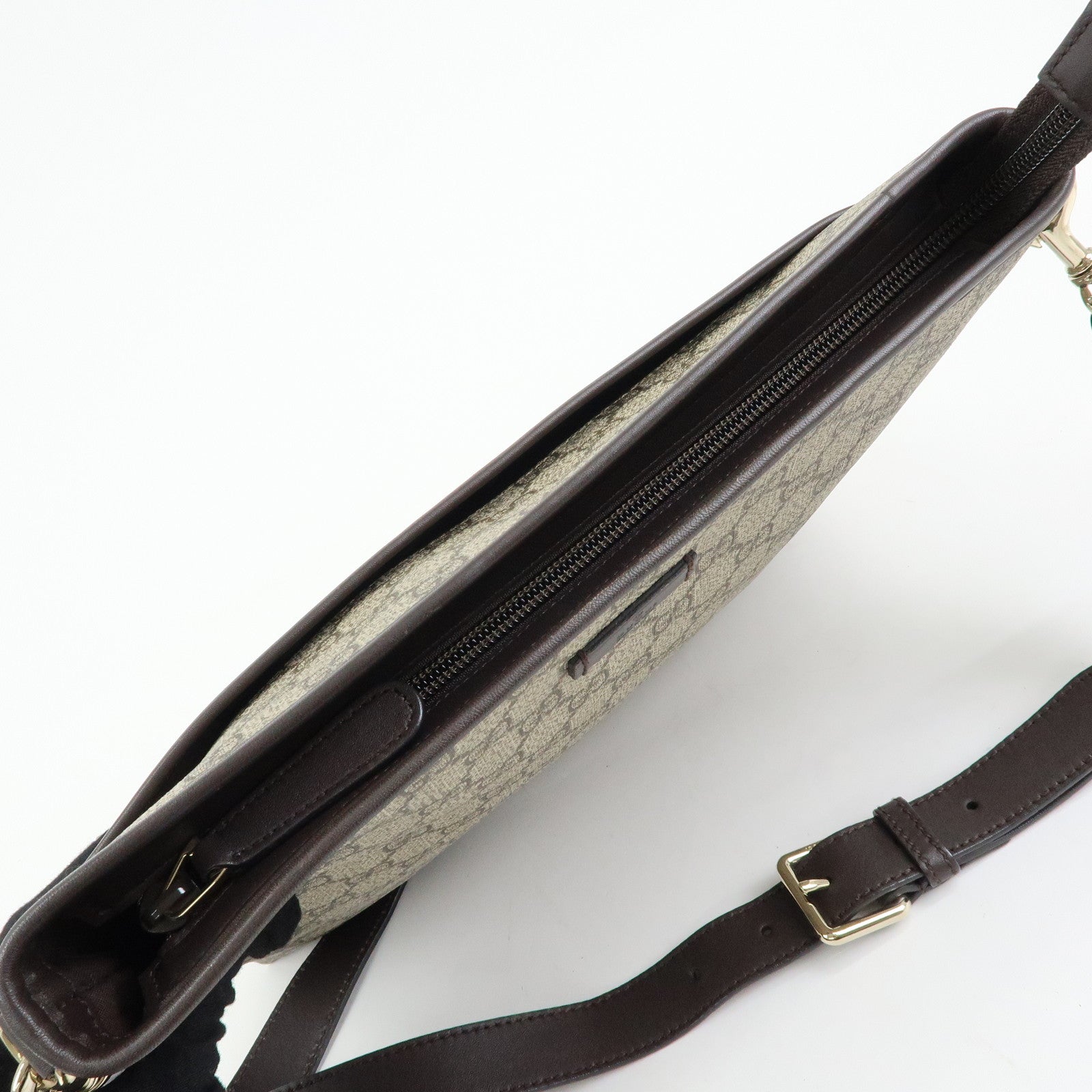 GUCCI GG Supreme Leather Shoulder Bag Beige Brown 388924
