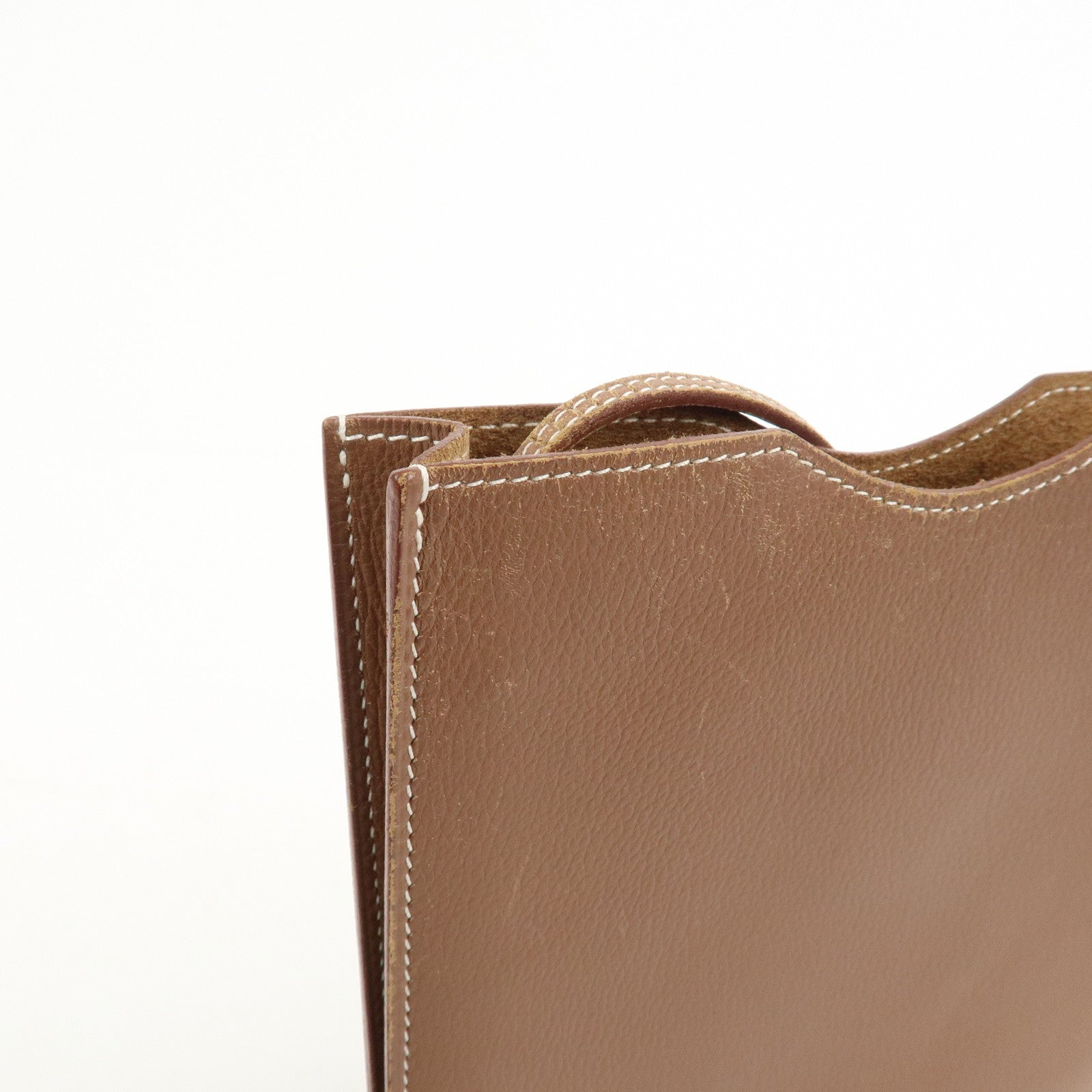 HERMES Air Line Canvas Leather Omenitu Shoulder Bag Brown