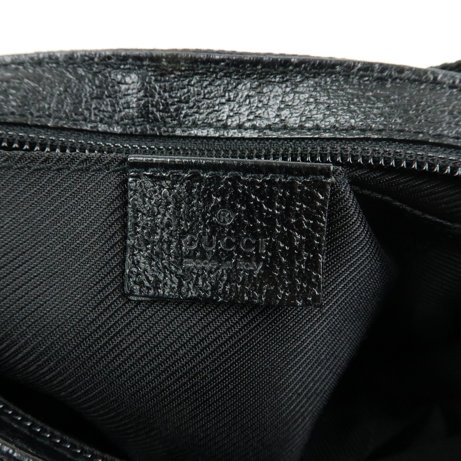 GUCCI Logo GG Canvas Leather Small Hand Bag Pouch Black 106644