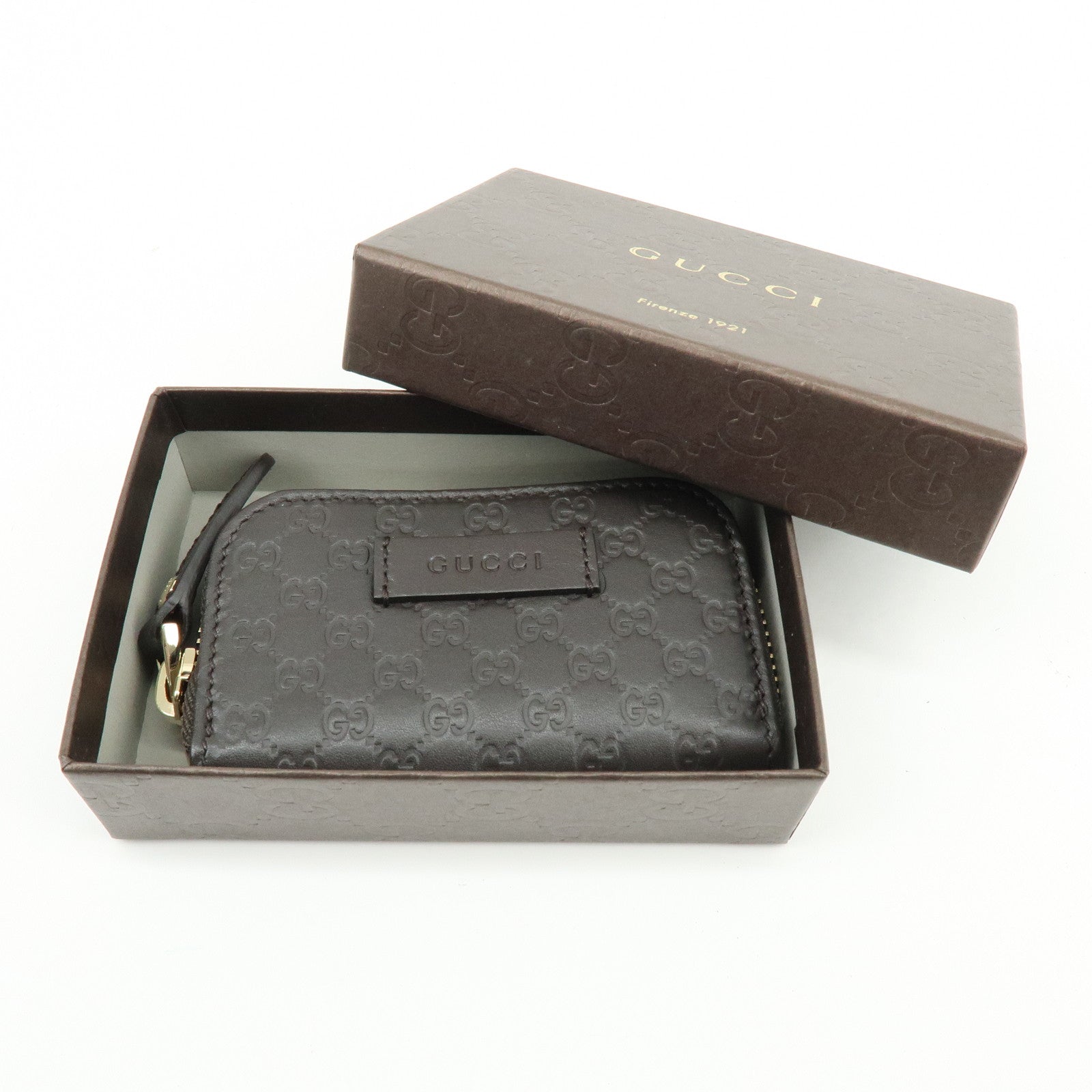 GUCCI Micro Guccissima Leather Coin Case Purse Dark Brown 449896