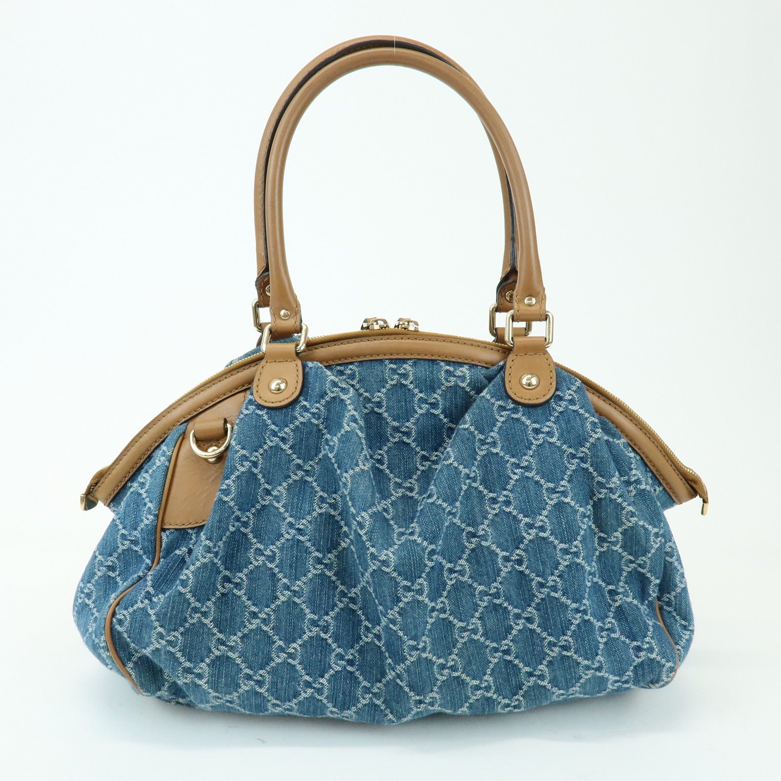 GUCCI Sukey Interlocking G Denim 2Way Hand Shoulder Bag Blue 223974