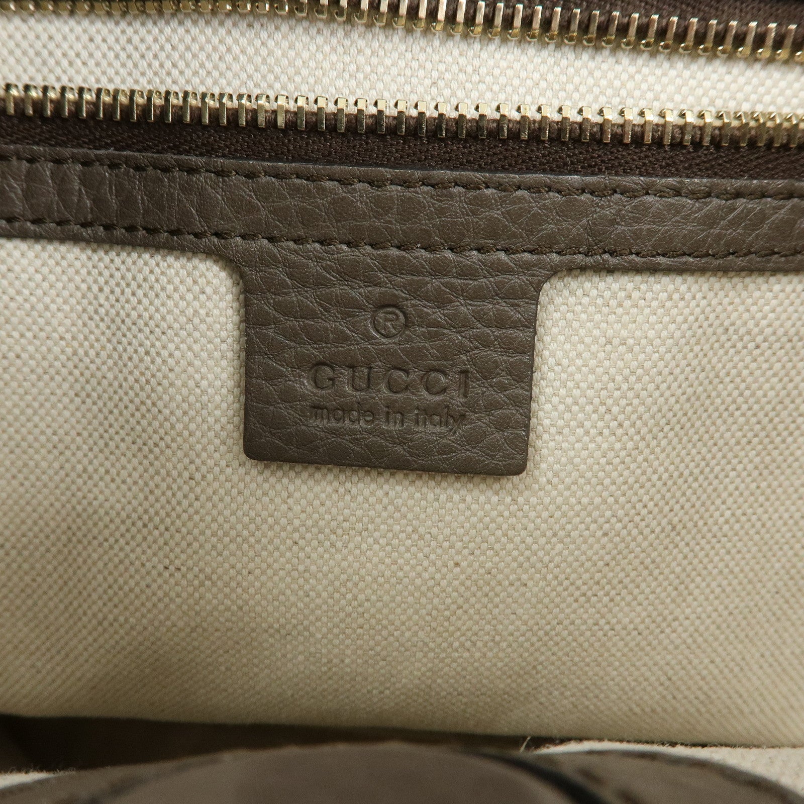 GUCCI Bamboo Leather Shopper Small 2Way Bag Greige 336032