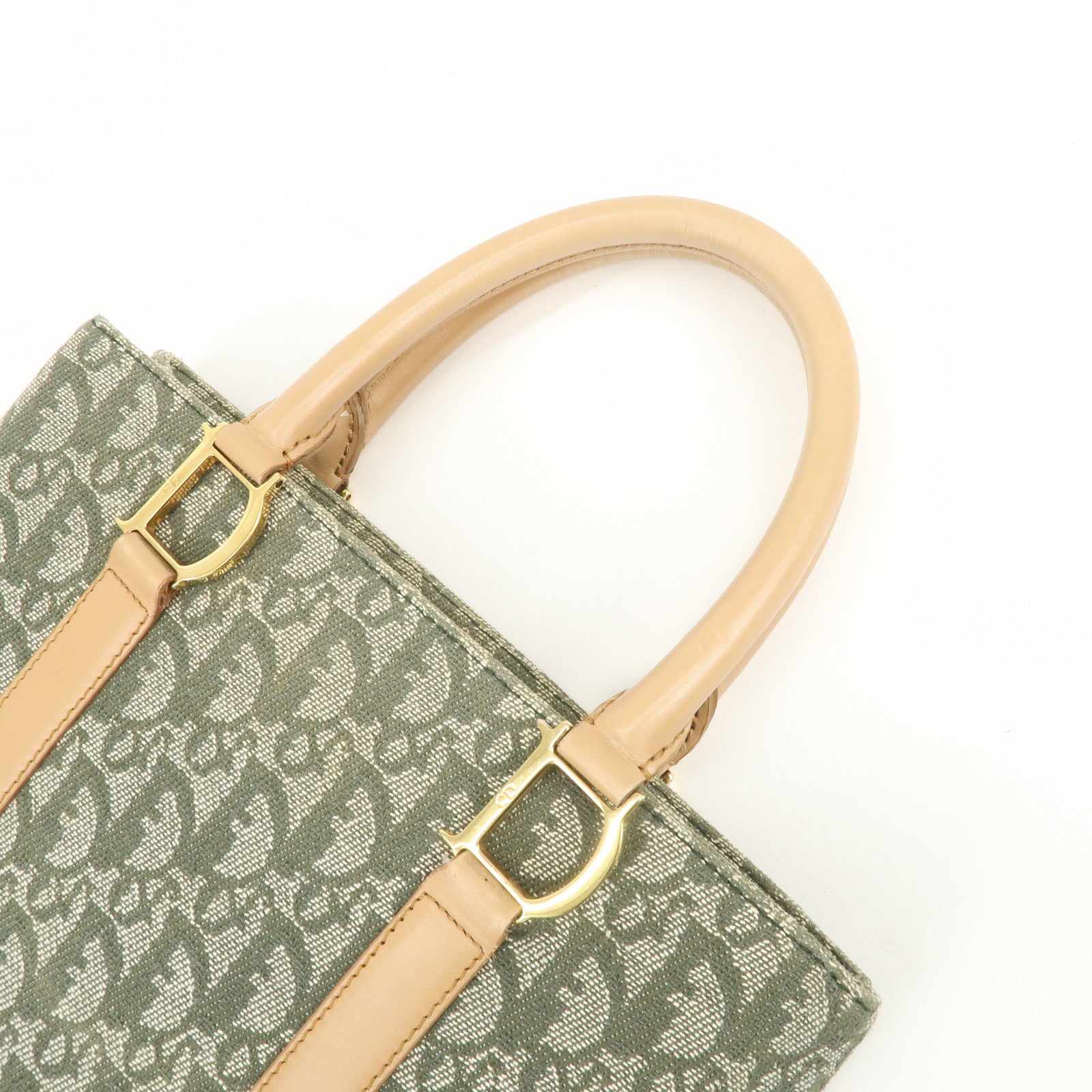 Christian Dior Trotter CH Jacquard Canvas Tote Bag Hand Bag Green