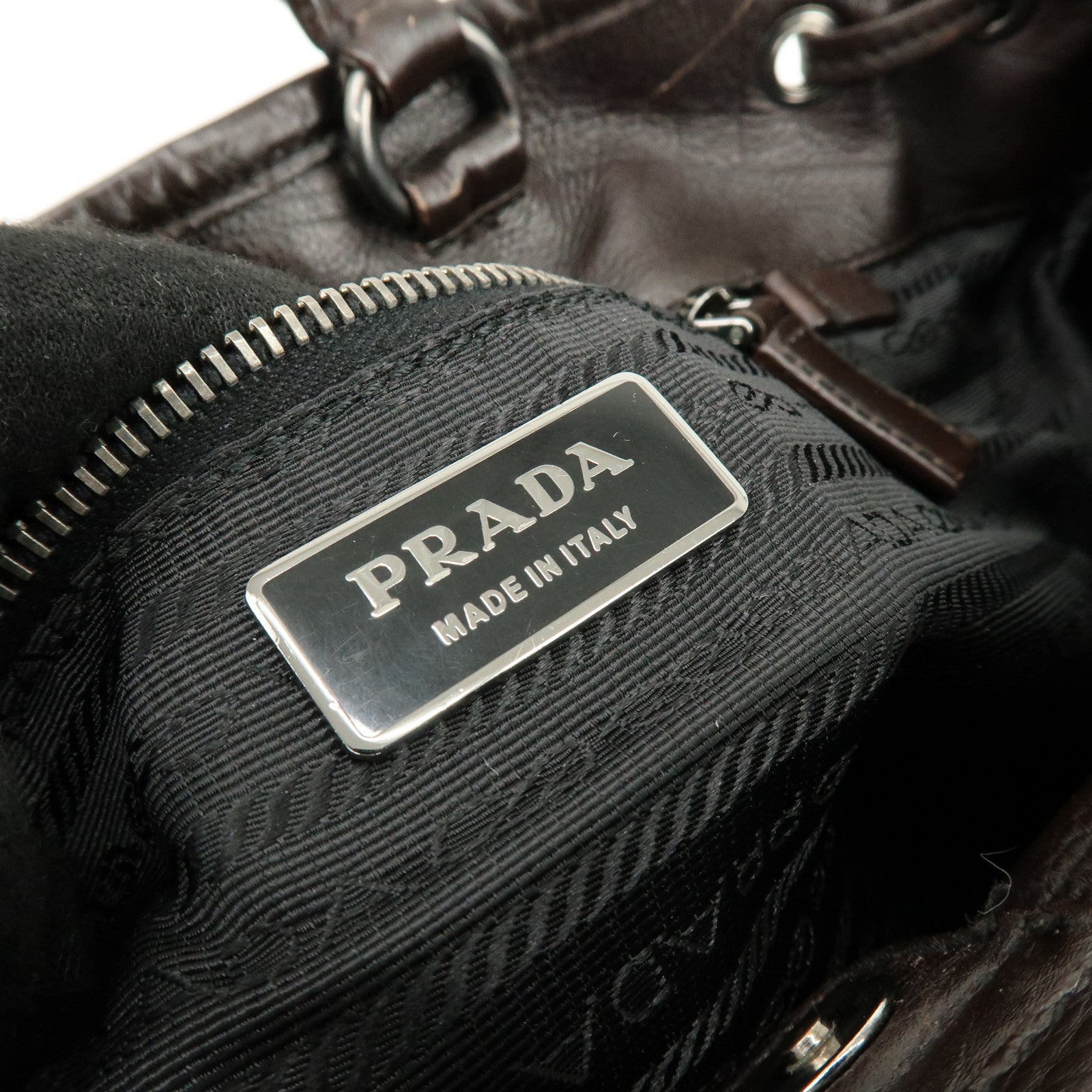 PRADA Nylon Leather 2Way Bag Hand Bag Shoulder Bag Brown