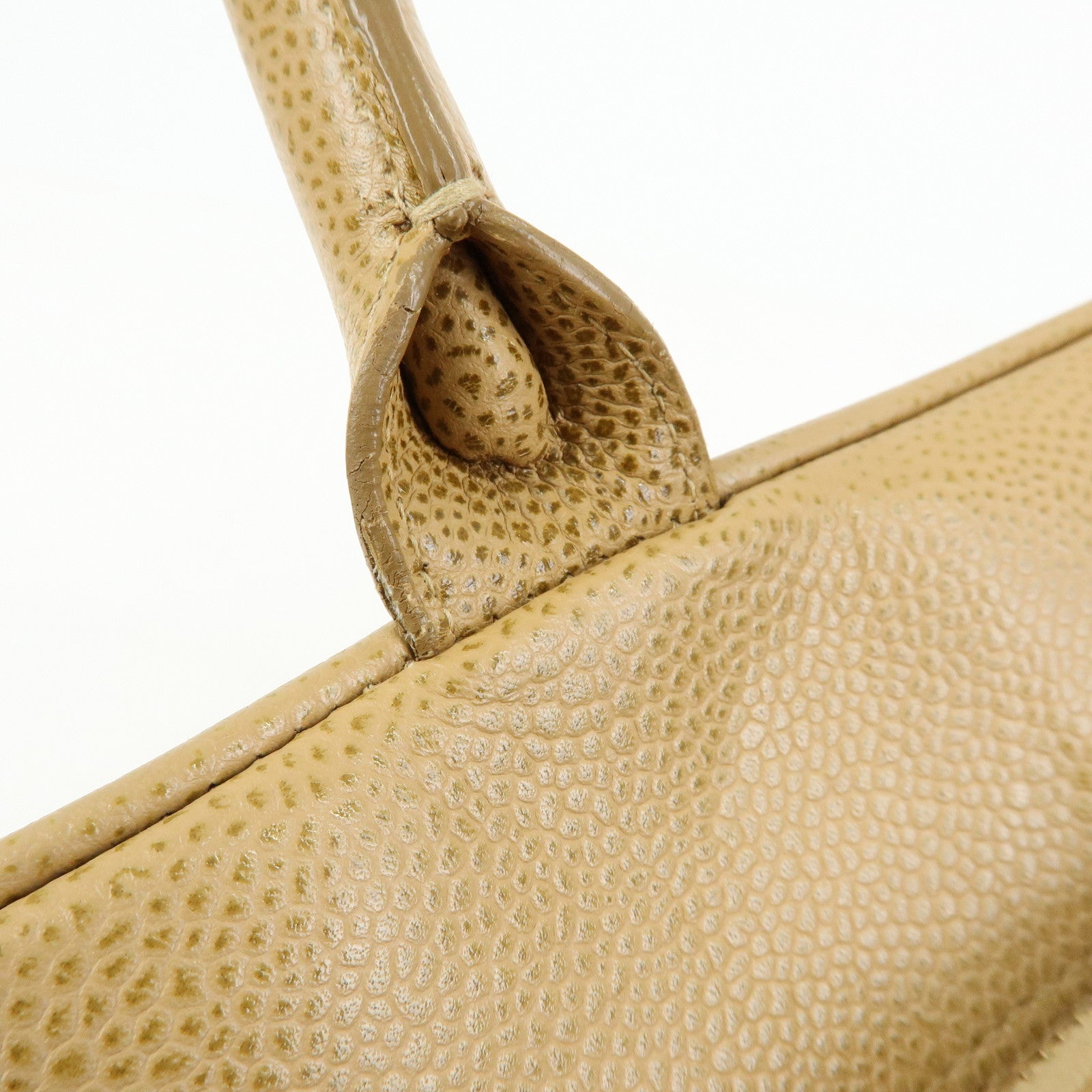 CHANEL COCO Mark Caviarskin Boston Bag Hand Bag Beige