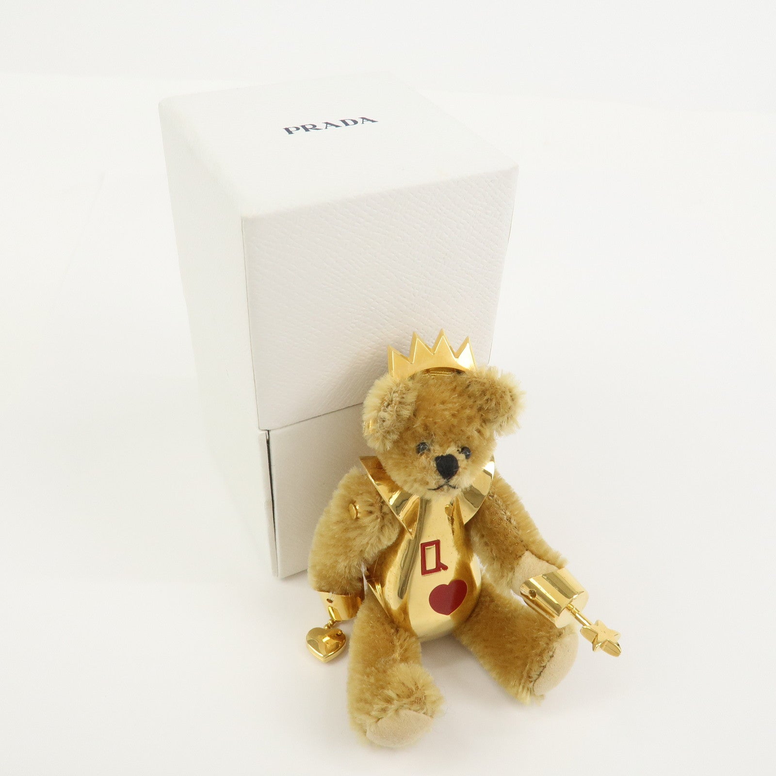 PRADA Teddy Bear Key Bag Charm Lucky Star Gold Brown