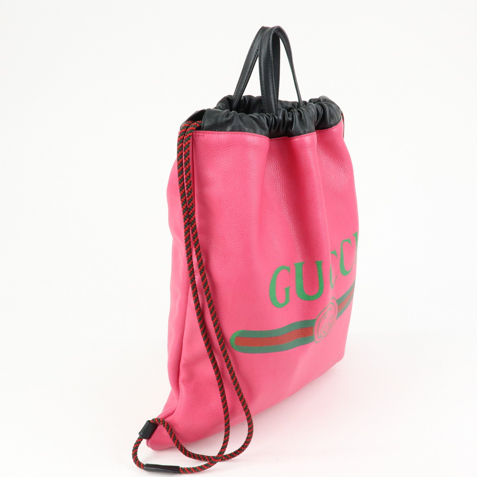 GUCCI Sherry Vintage Logo Leather Backpack Pink 516639
