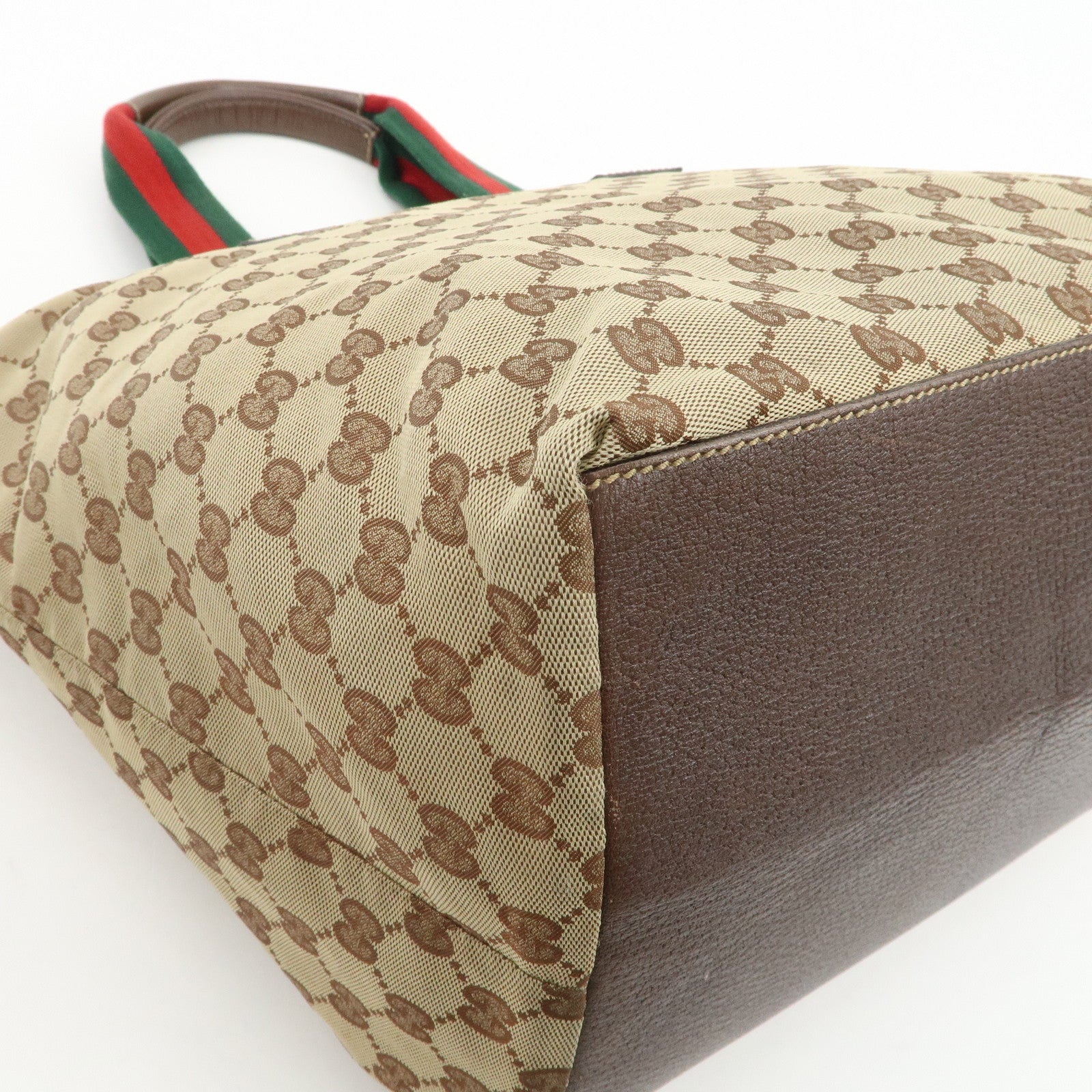 GUCCI Sherry GG Canvas Leather Tote Bag Shoulder Bag Brown 131231