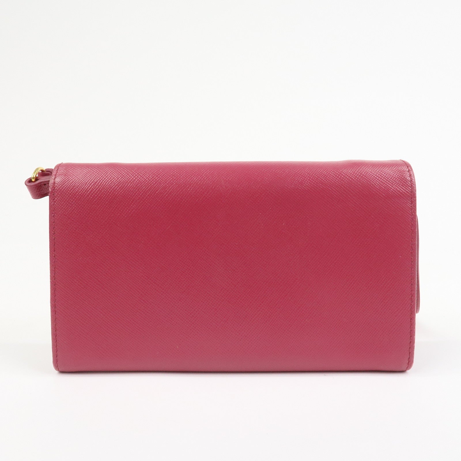 PRADA Logo Saffiano Leather Shoulder Long Wallet Pink 1M1437