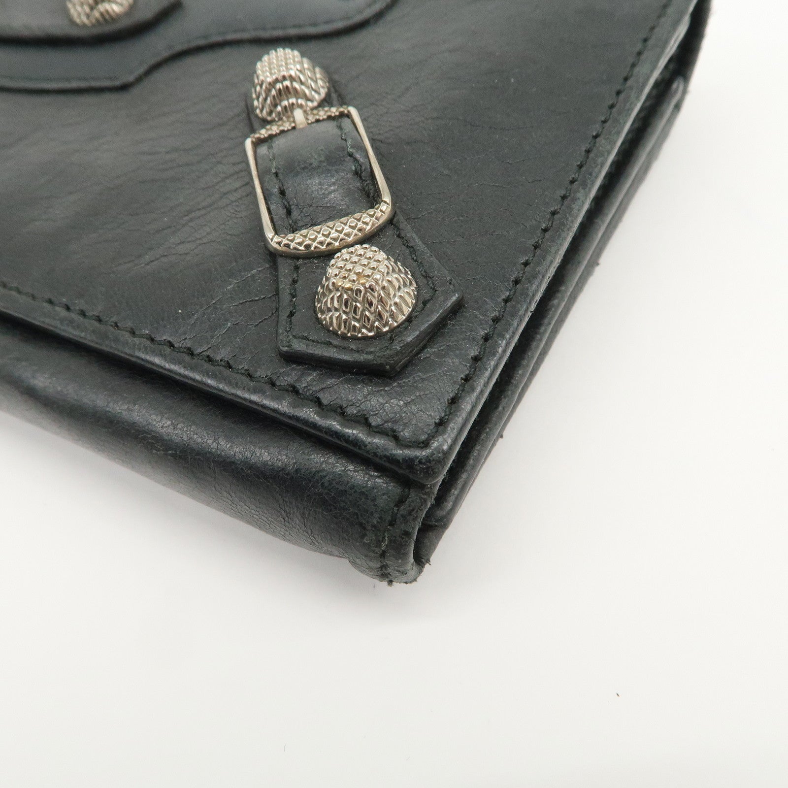 BALENCIAGA Logo Leather Giant Continental Long Wallet Black 253054
