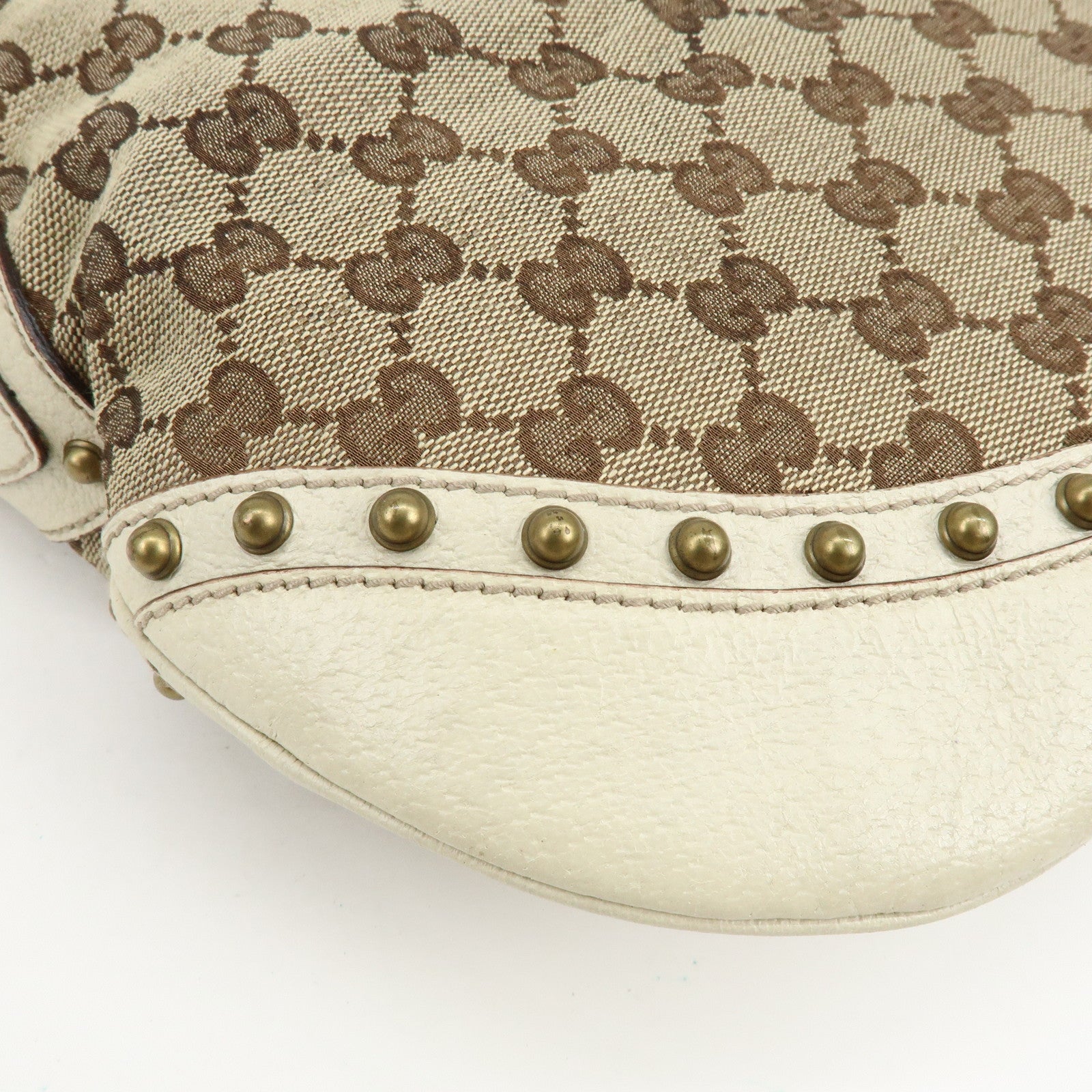 GUCCI Sherry GG Canvas Leather Shoulder Bag Beige Ivory 144011