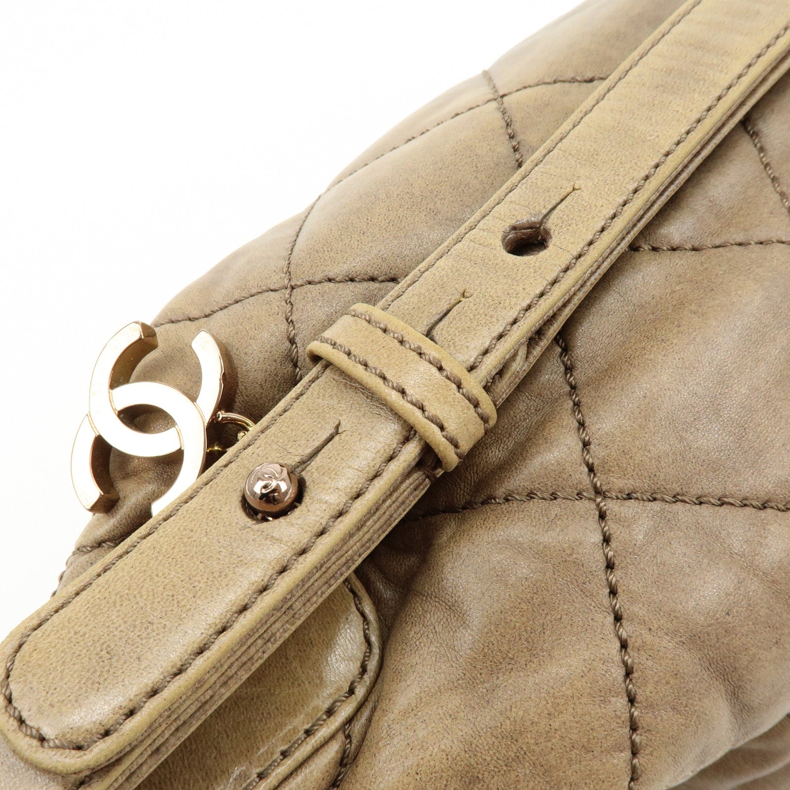 CHANEL Wild Stitch Lamb Skin Shoulder Bag Brown