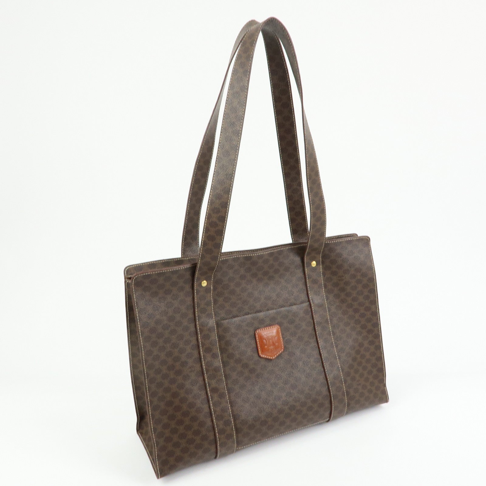CELINE Macadam PVC Leather Tote Bag Shoulder Bag Brown