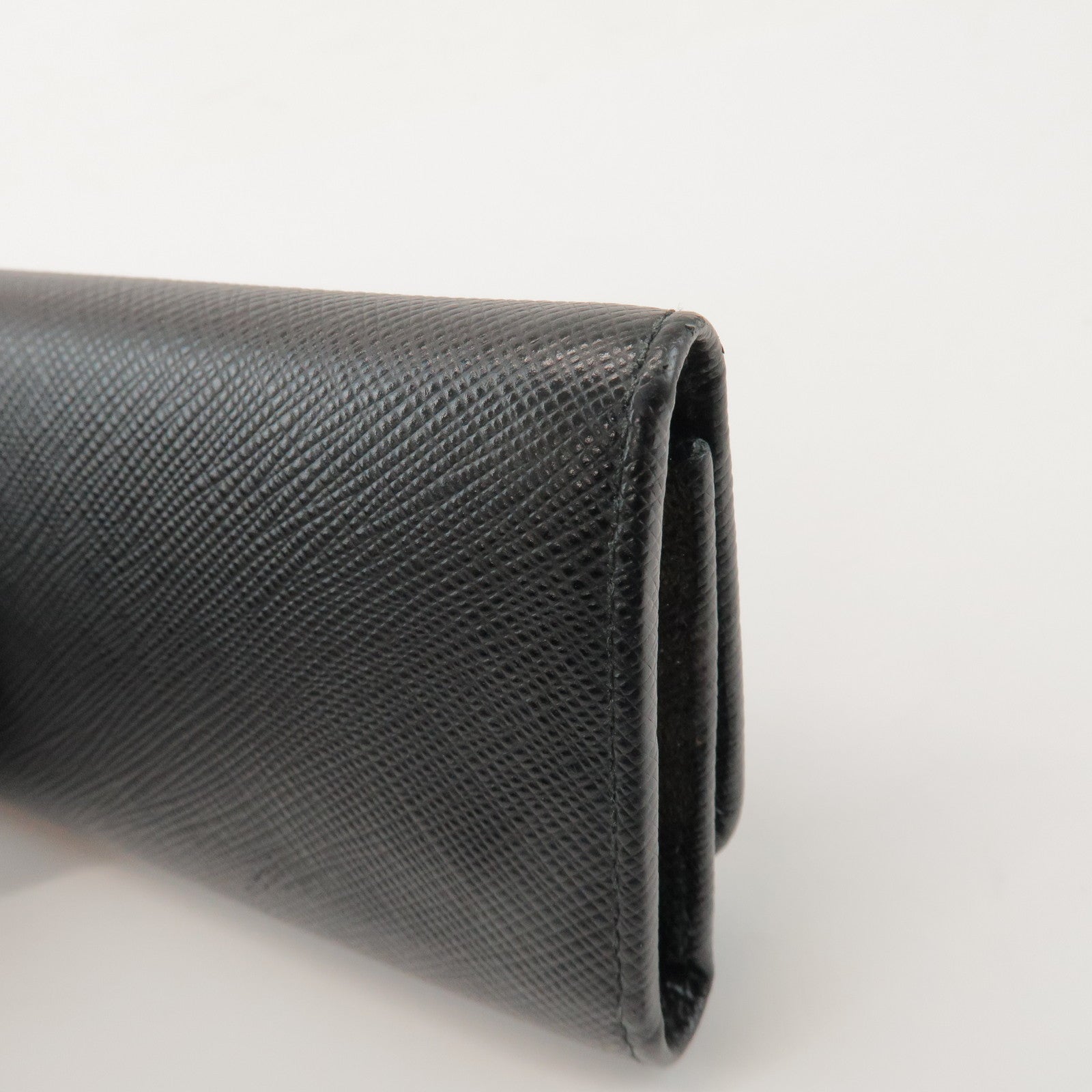 PRADA Saffiano Leather 4 Rings Key Case Key Holder Black 1PG004