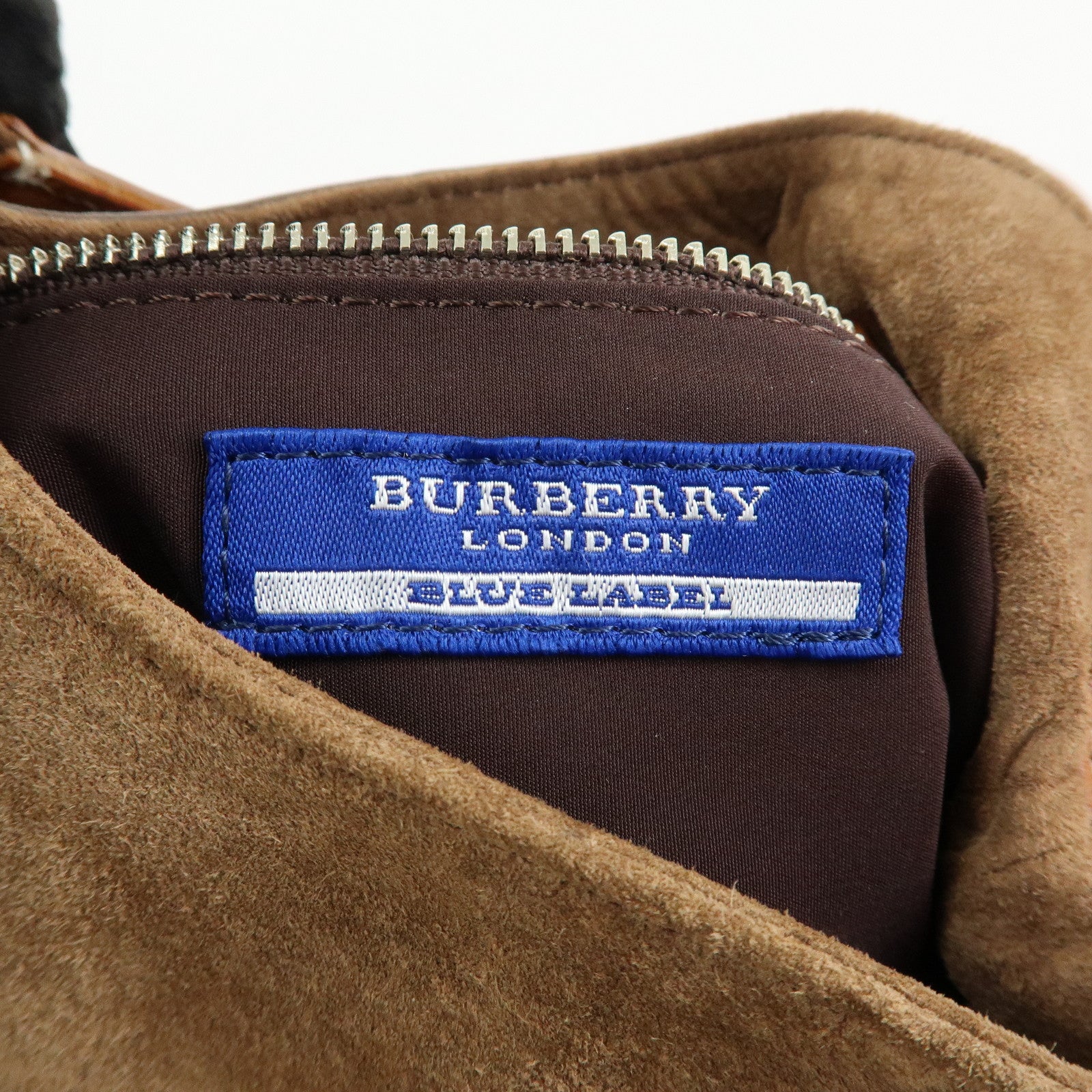 BURBERRY Blue Label Suede Leather Shoulder Bag Crossbody Bag Brown