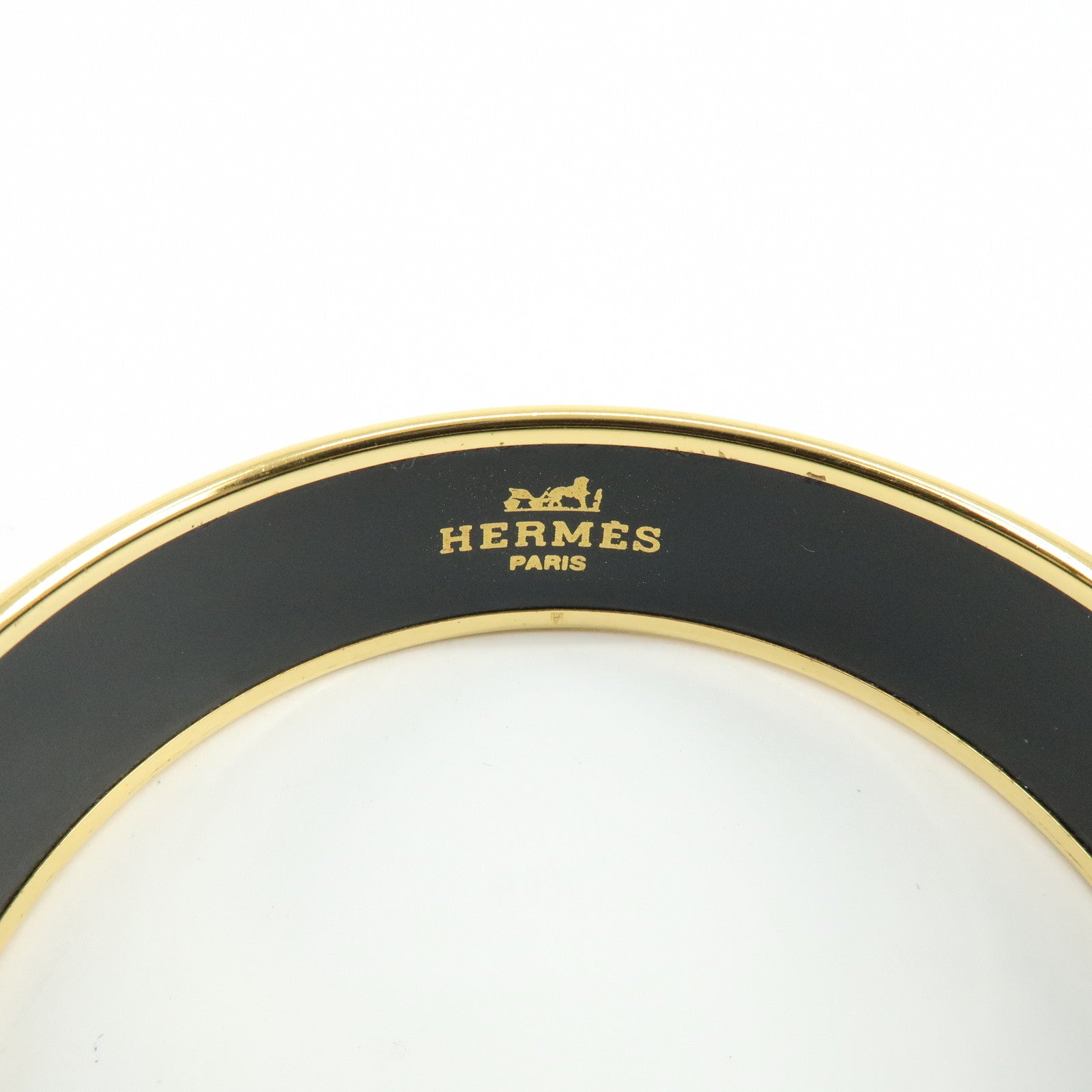 HERMES Email GM Gold Plated Bangle Bracelet Blue Multicolor