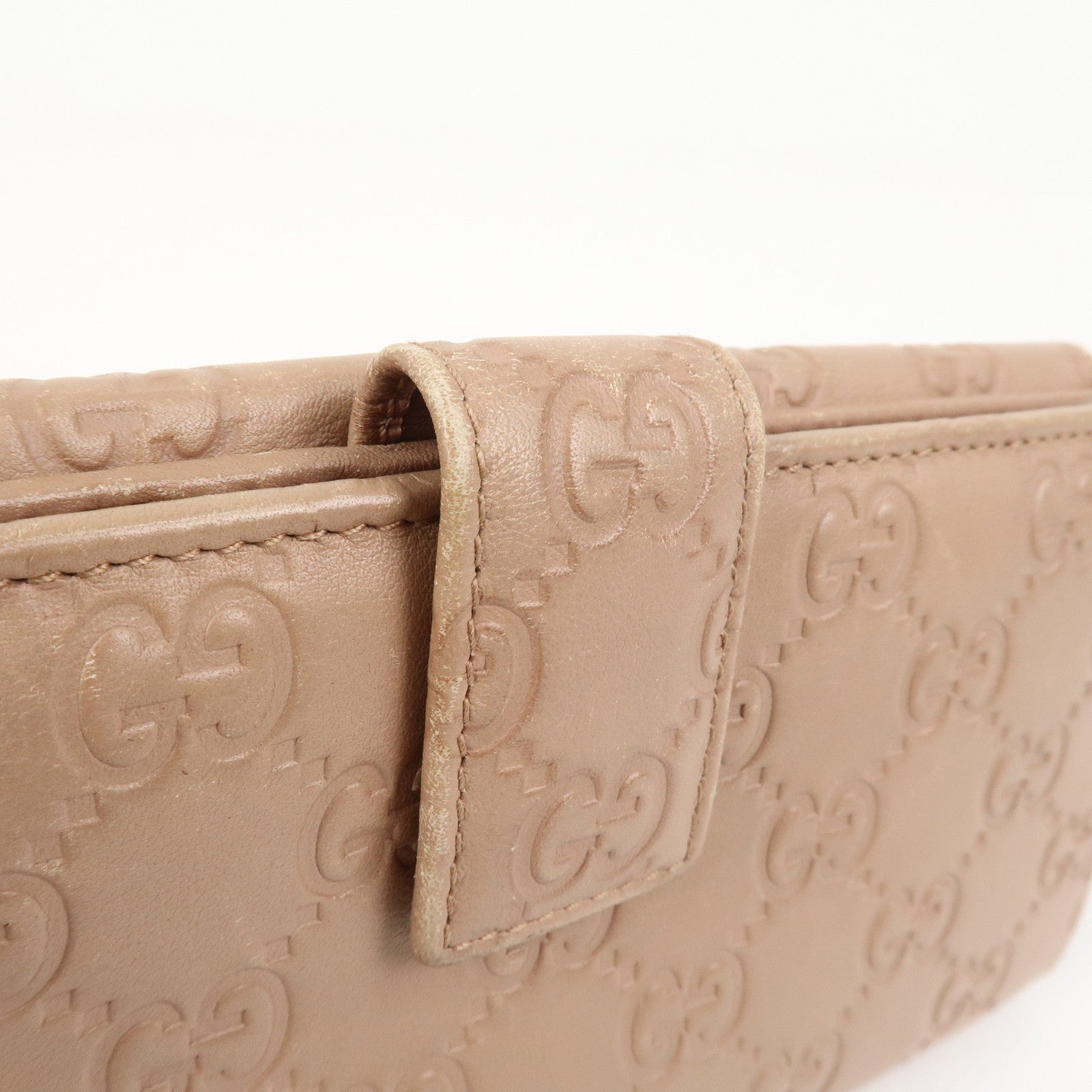 GUCCI Interlocking G Guccissima Leather Long Wallet Pink 212104