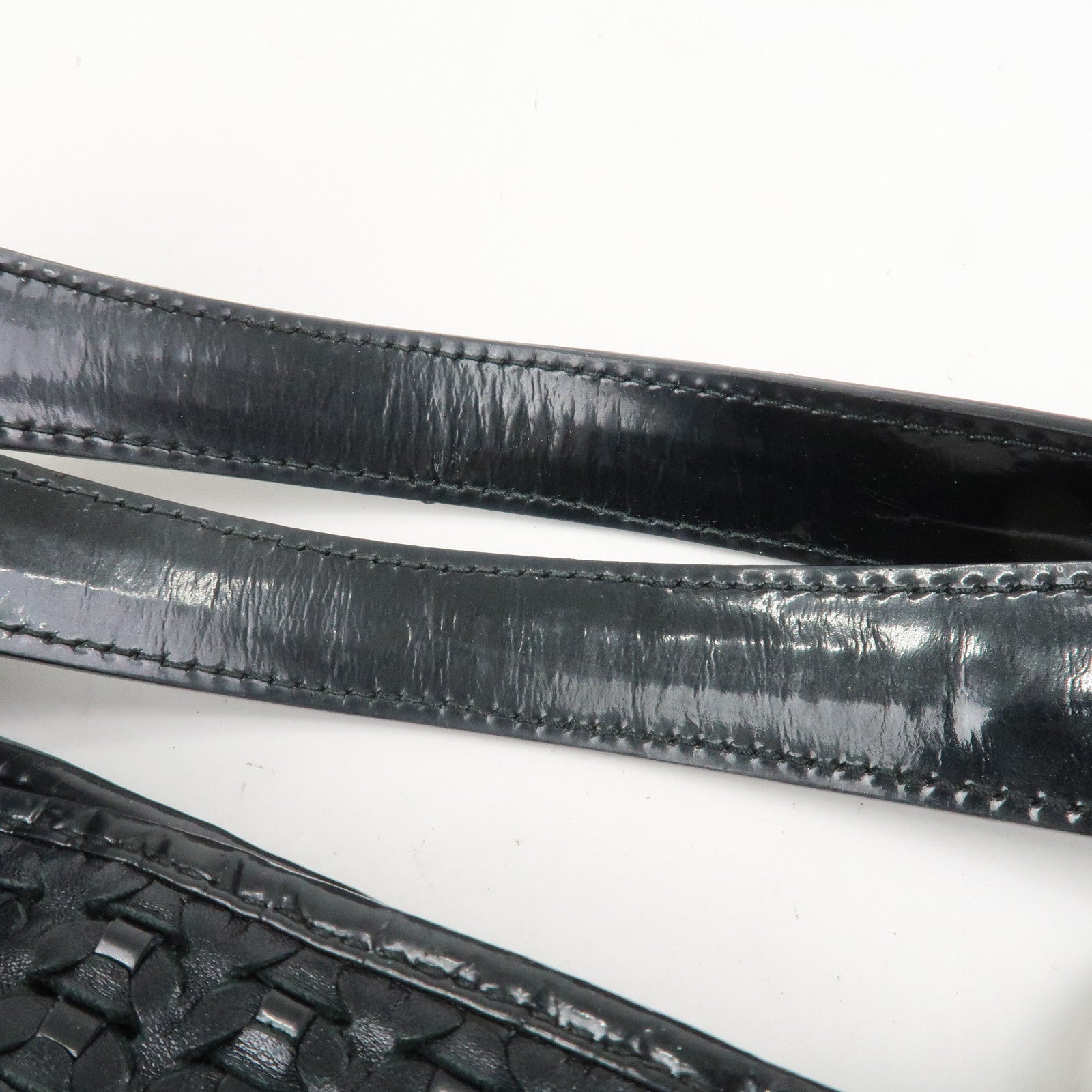 Christian Dior Woven Leather Logo Charm Chain Tote Bag Black