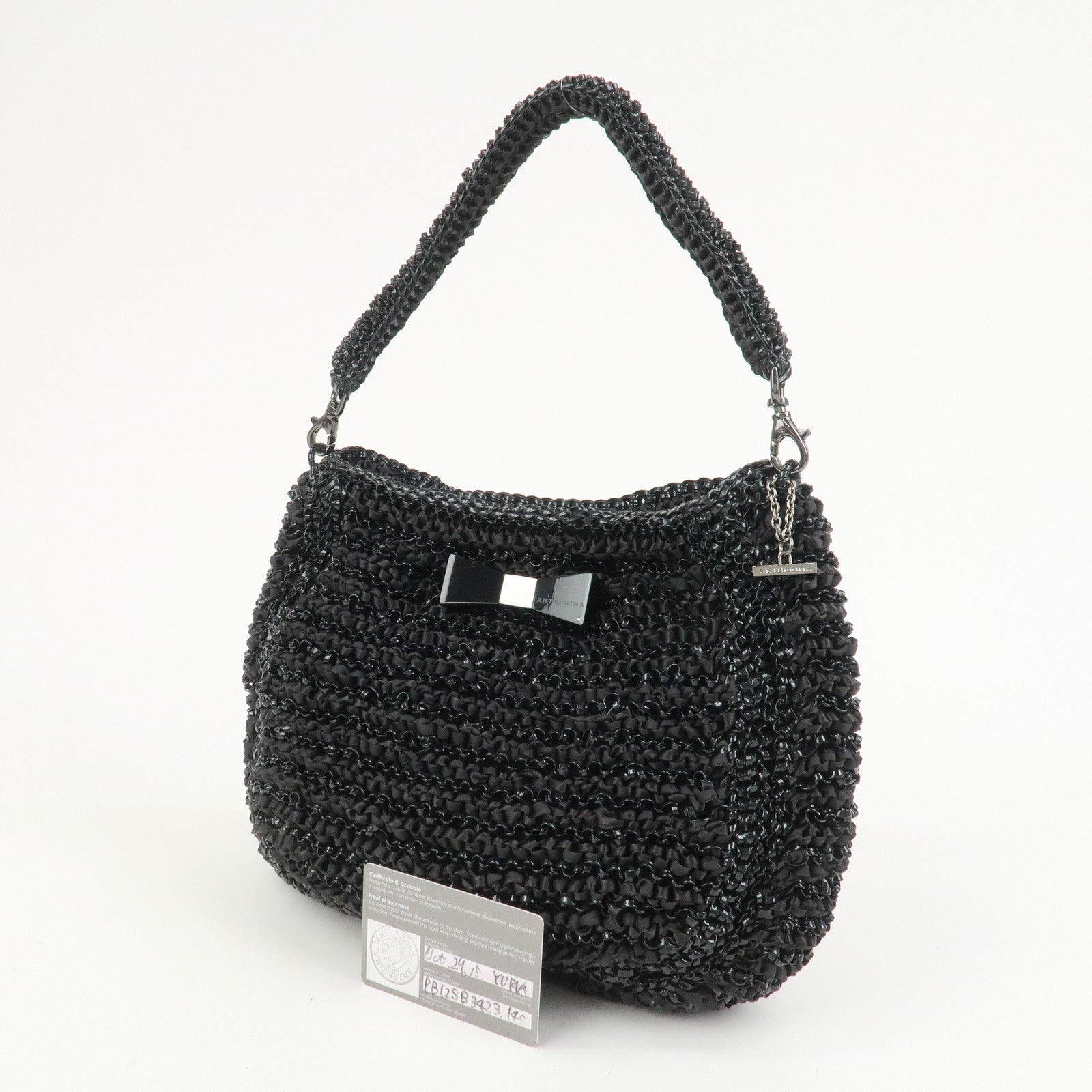 ANTEPRIMA Wire Bag PVC Satin Ribbon Shoulder Bag Hand Bag Black