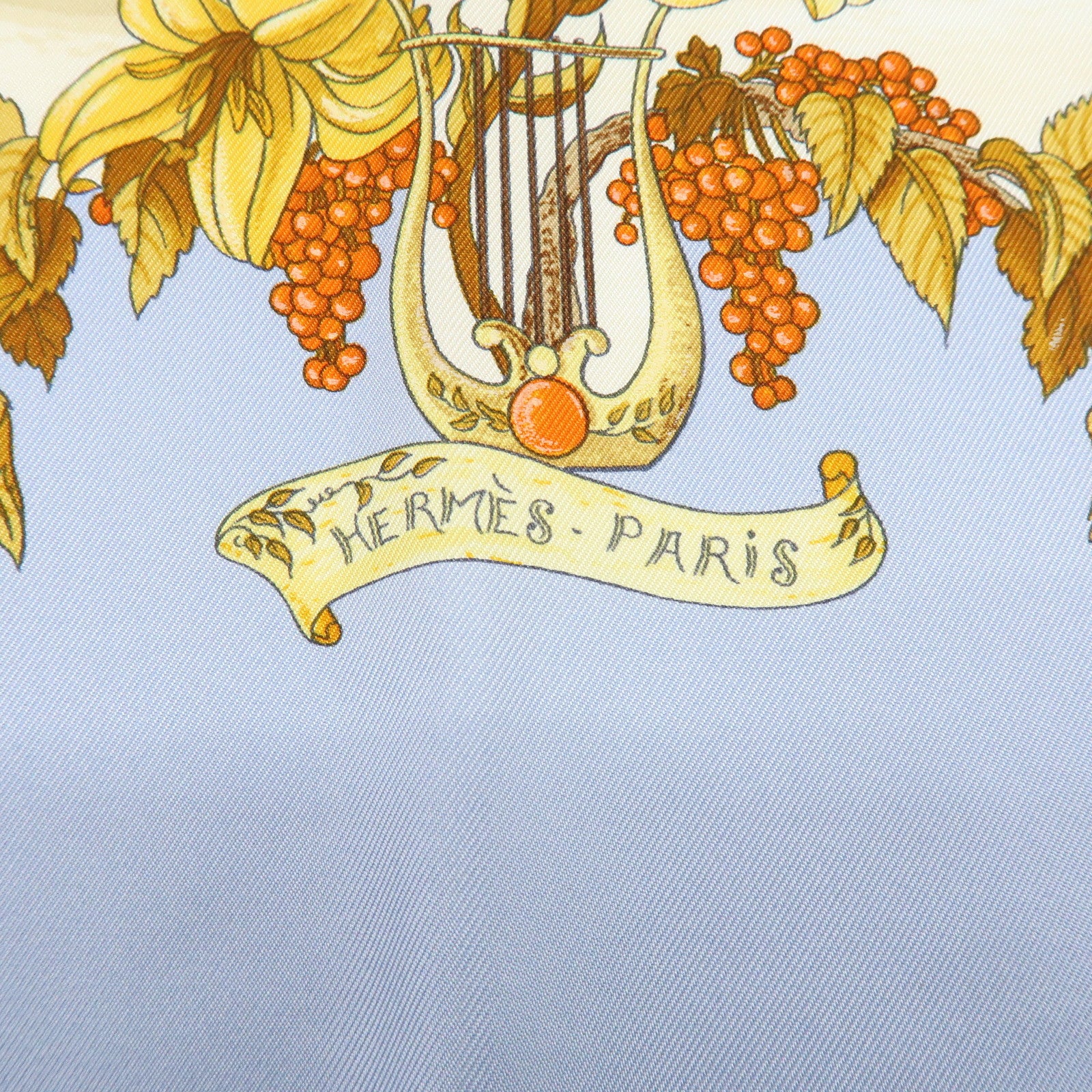 HERMES Carre 90 Silk 100% Scarf Au Pays de Cocagne Blue Brown