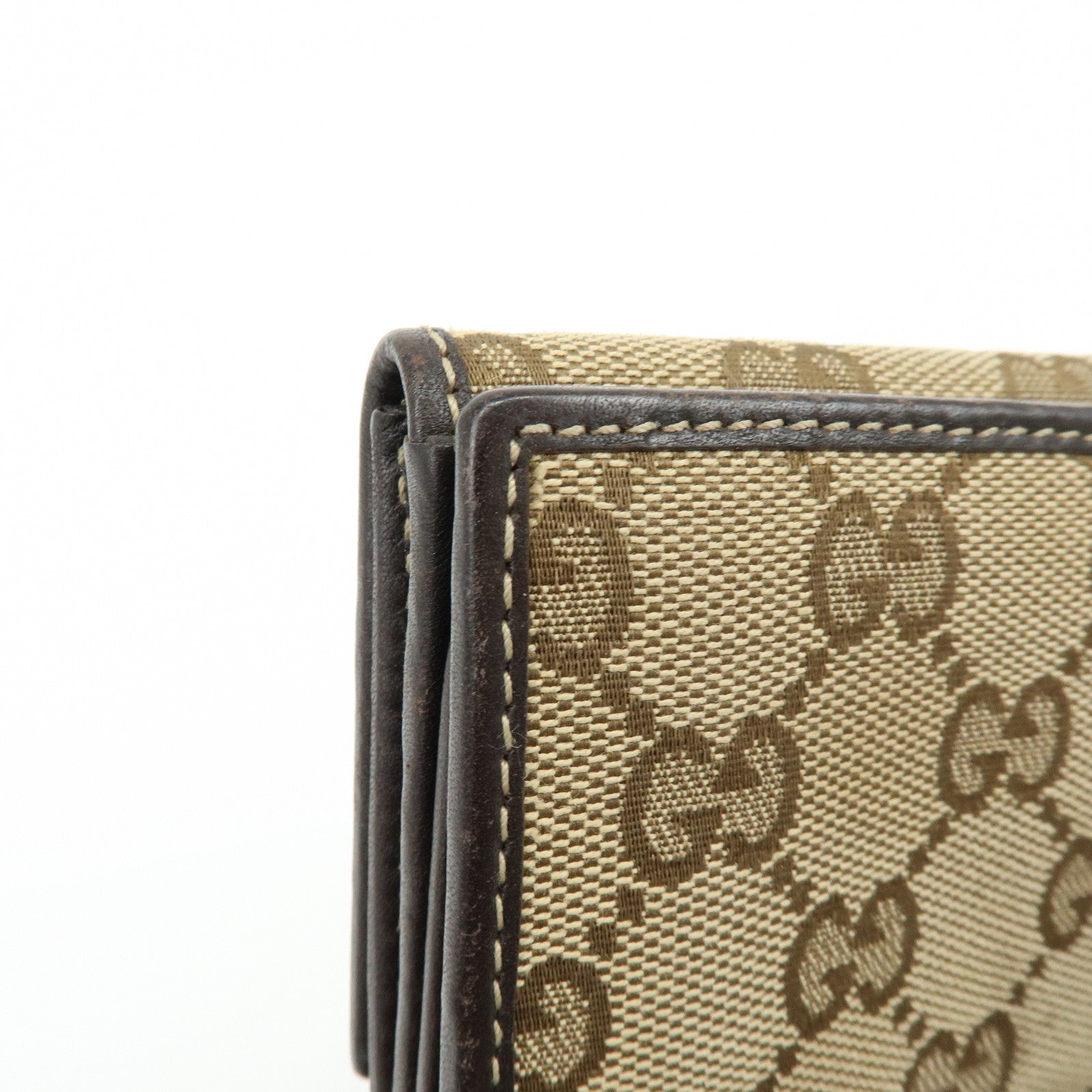GUCCI Lovely Heart GG Canvas Leather Long Wallet Brown 245723