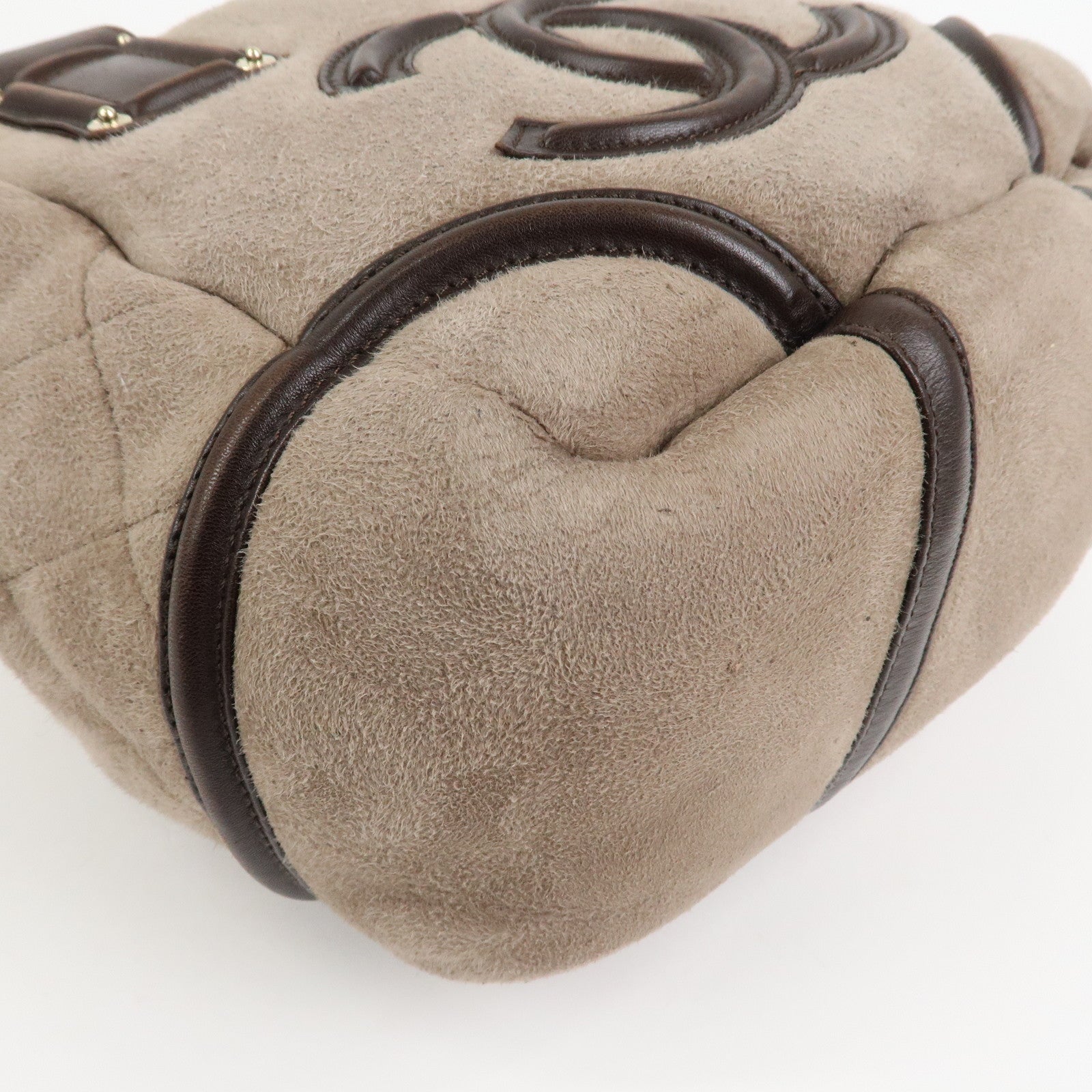 CHANEL COCO Mark Mouton Leather Hand Bag Tote Bag Brown