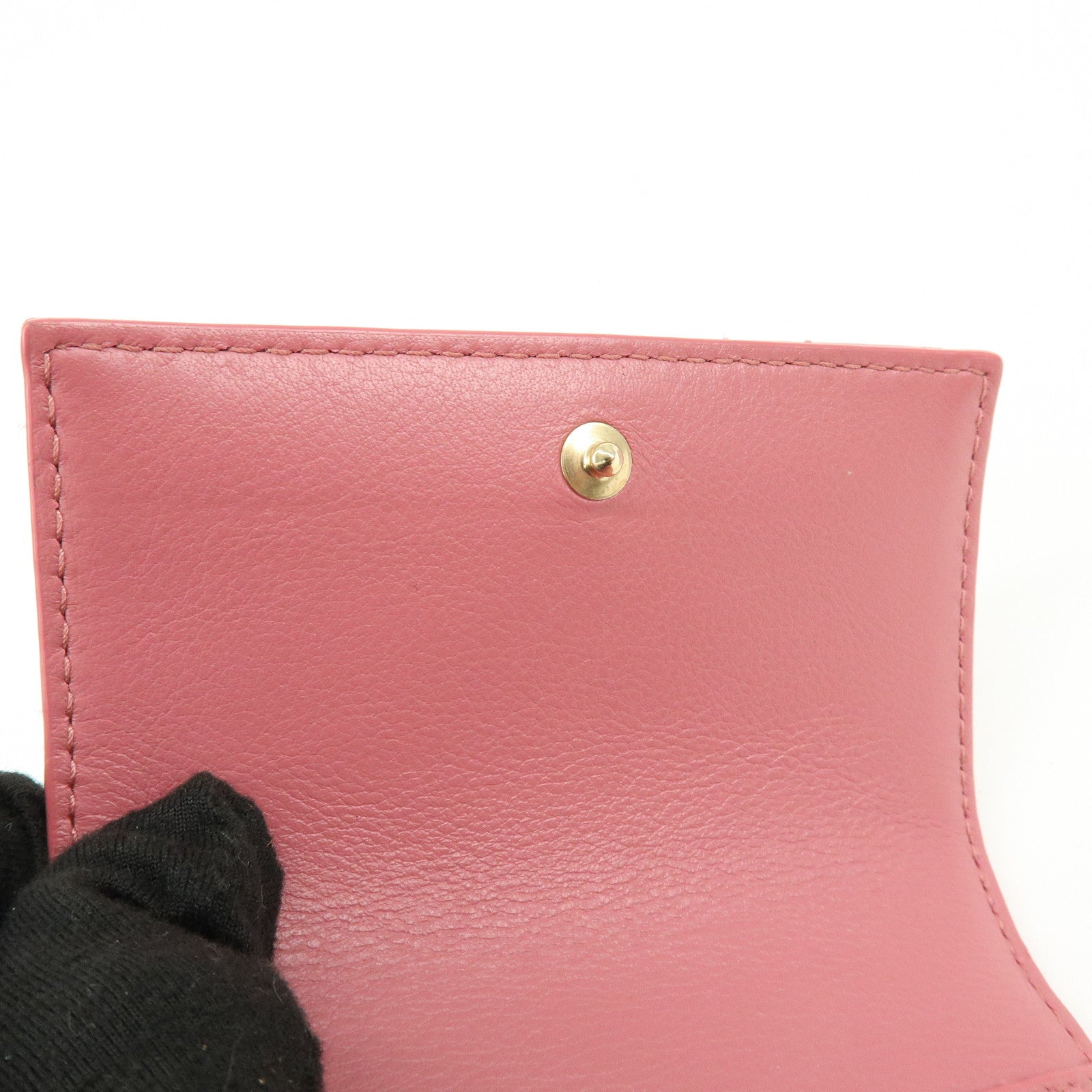 Christian Dior Canage Patent Leather Compact Wallet Pink