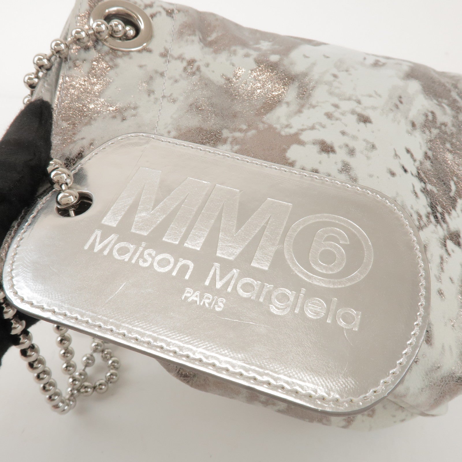 Maison Margiela MM6 Faux Leather Shoulder Bag Silver S41WC0015